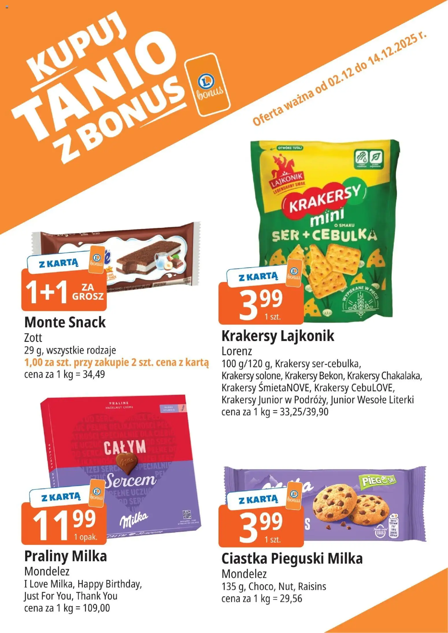 E.Leclerc Gazetka - Kupony dodatkowe od 02.12.2025 | Strona: 14 | Produkty: Karta, Milka, Ser, Ciastka