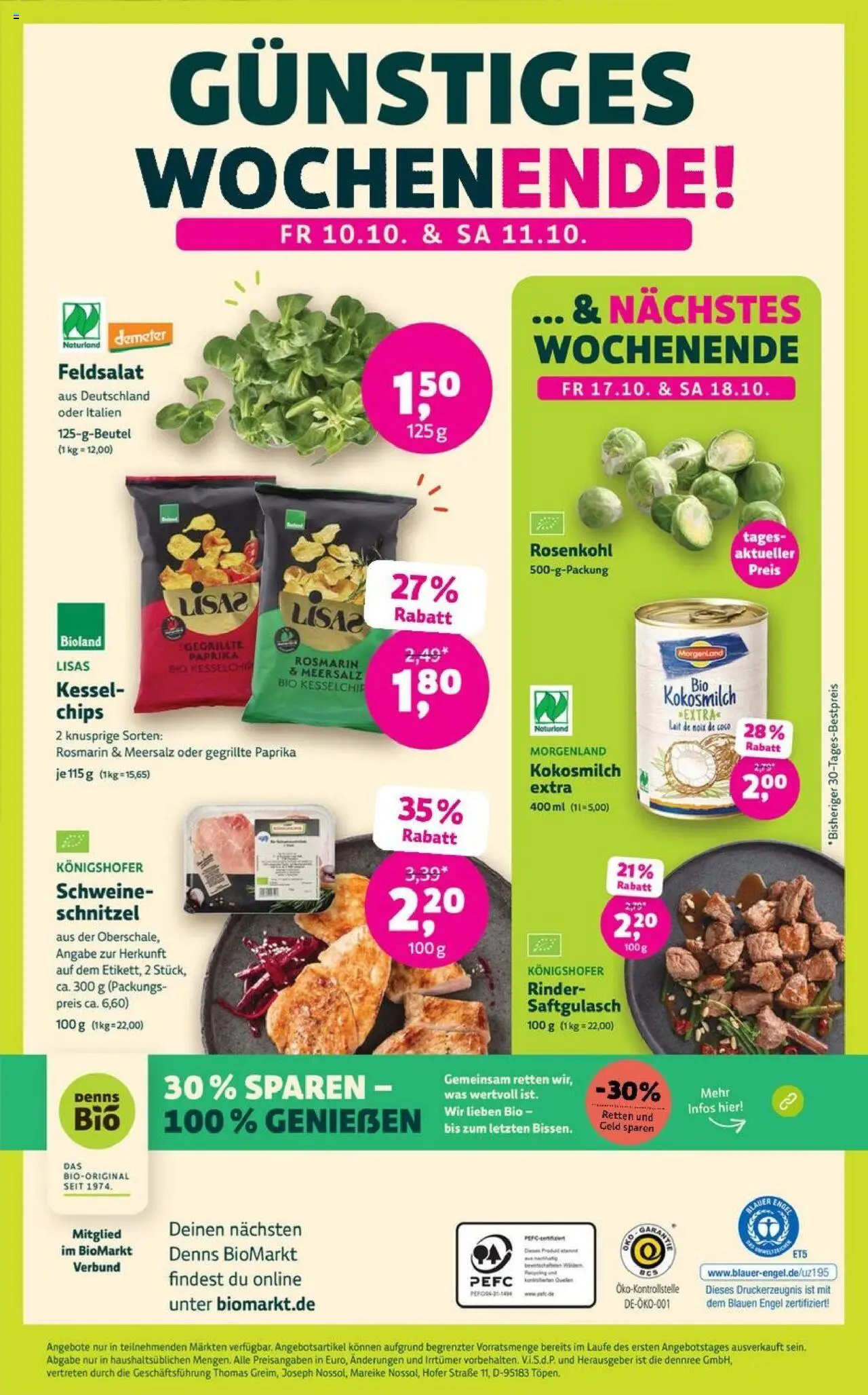Denns BioMarkt Angebote – gültig ab 08.10.2025 | Seite: 14 | Produkte: Schnitzel, Paprika, Chips