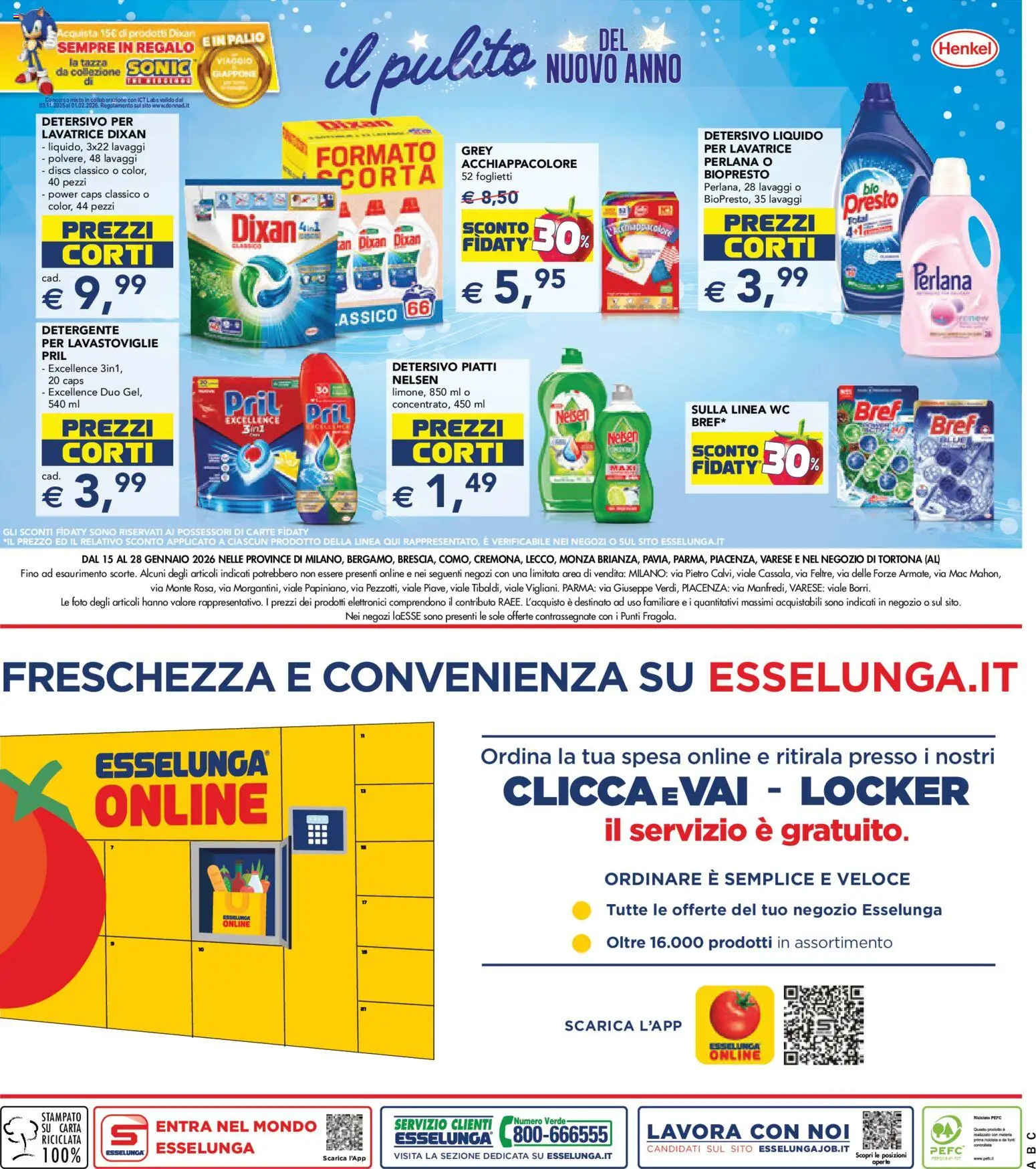 Volantino Esselunga S del 15.01.2026 | Pagina: 23 | Prodotti: Detergente, Lavatrice, Lavastoviglie, WC