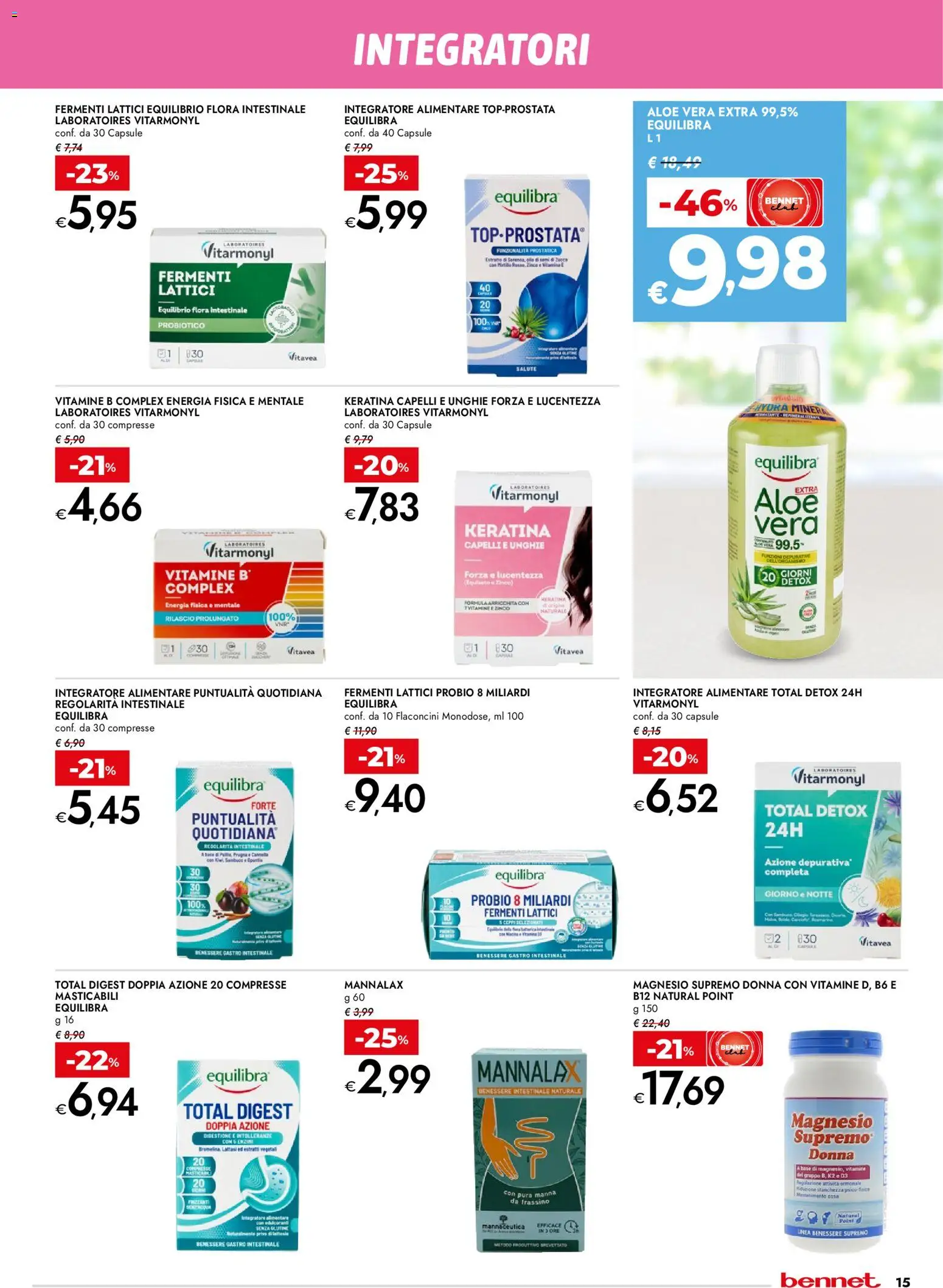 Volantino bennet del 02.04.2026 | Pagina: 15 | Prodotti: Olio, Integratore alimentare, Aloe vera