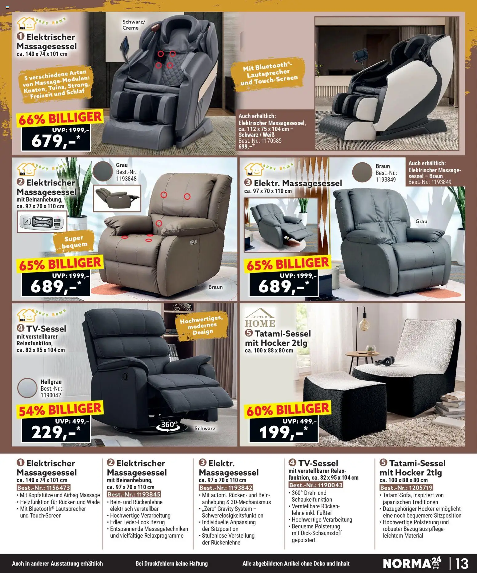Norma Bestellmagazin Februar 2026 – gültig ab 01.02.2026 | Seite: 13 | Produkte: Lautsprecher, Hocker, Sessel, Creme