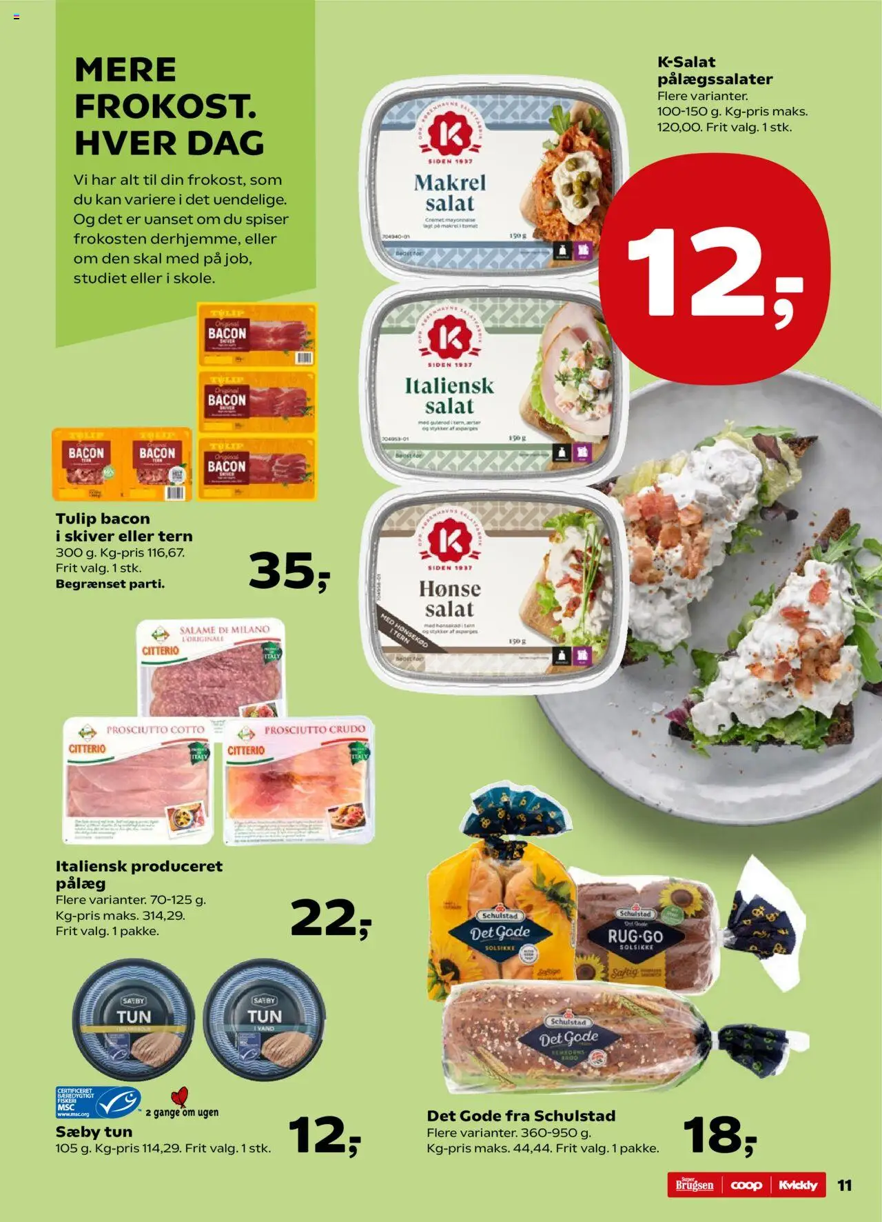 Kvickly tilbudsavis – gyldig fra 19.09.2025 | Side: 11 | Produkter: Salat, Gulerod, Makrel, Bacon