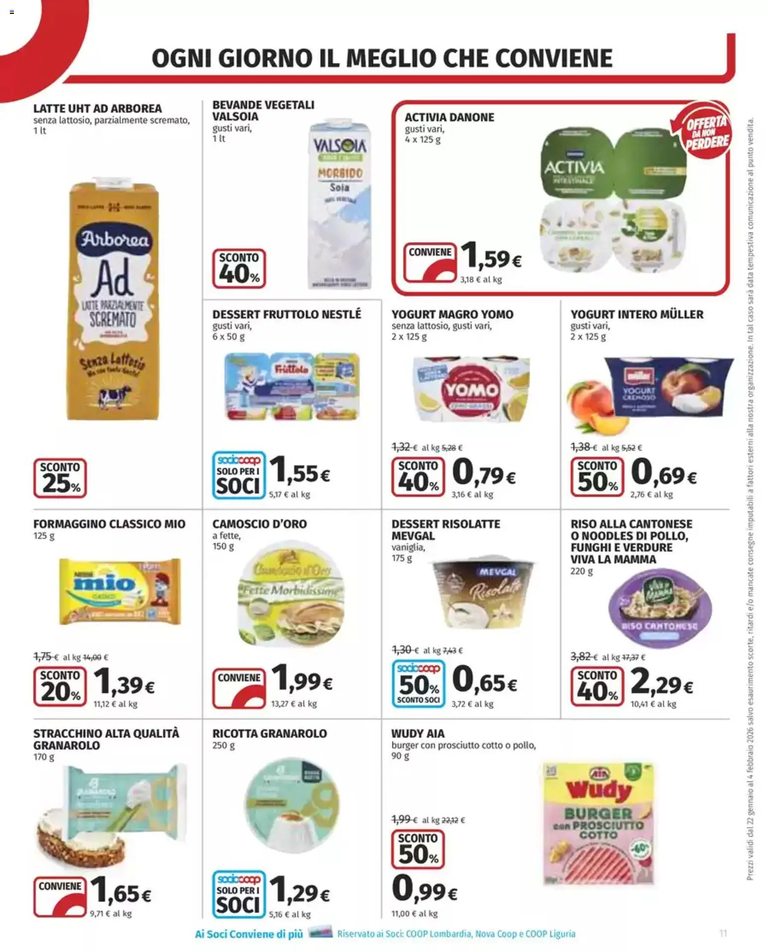 Volantino COOP del 22.01.2026 | Pagina: 11 | Prodotti: Prosciutto Cotto, Yogurt, Riso, Stracchino