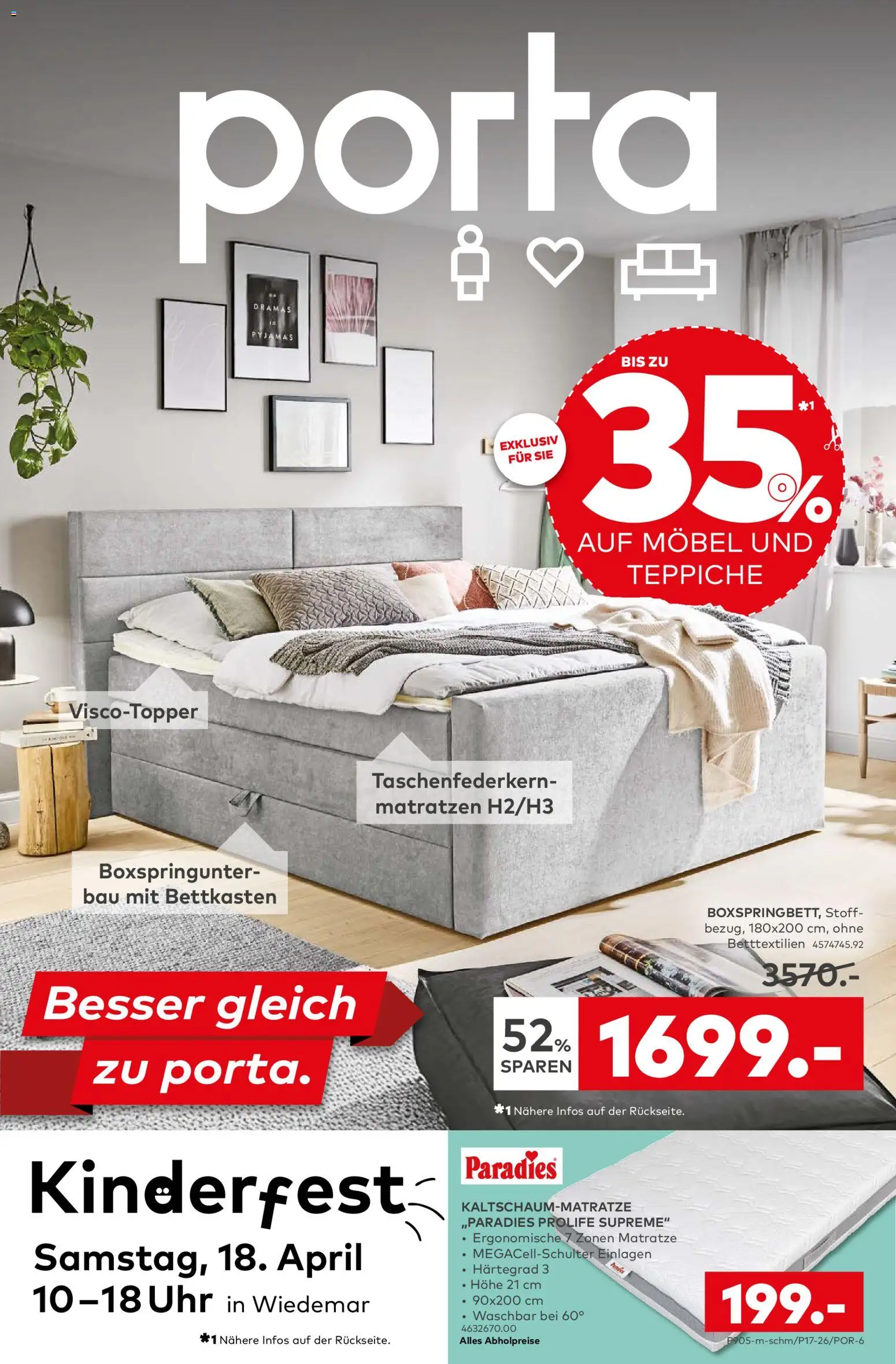 Porta! Prospekt Leipzig – gültig ab 13.04.2026 | Seite: 1 | Produkte: Matratze, Uhr