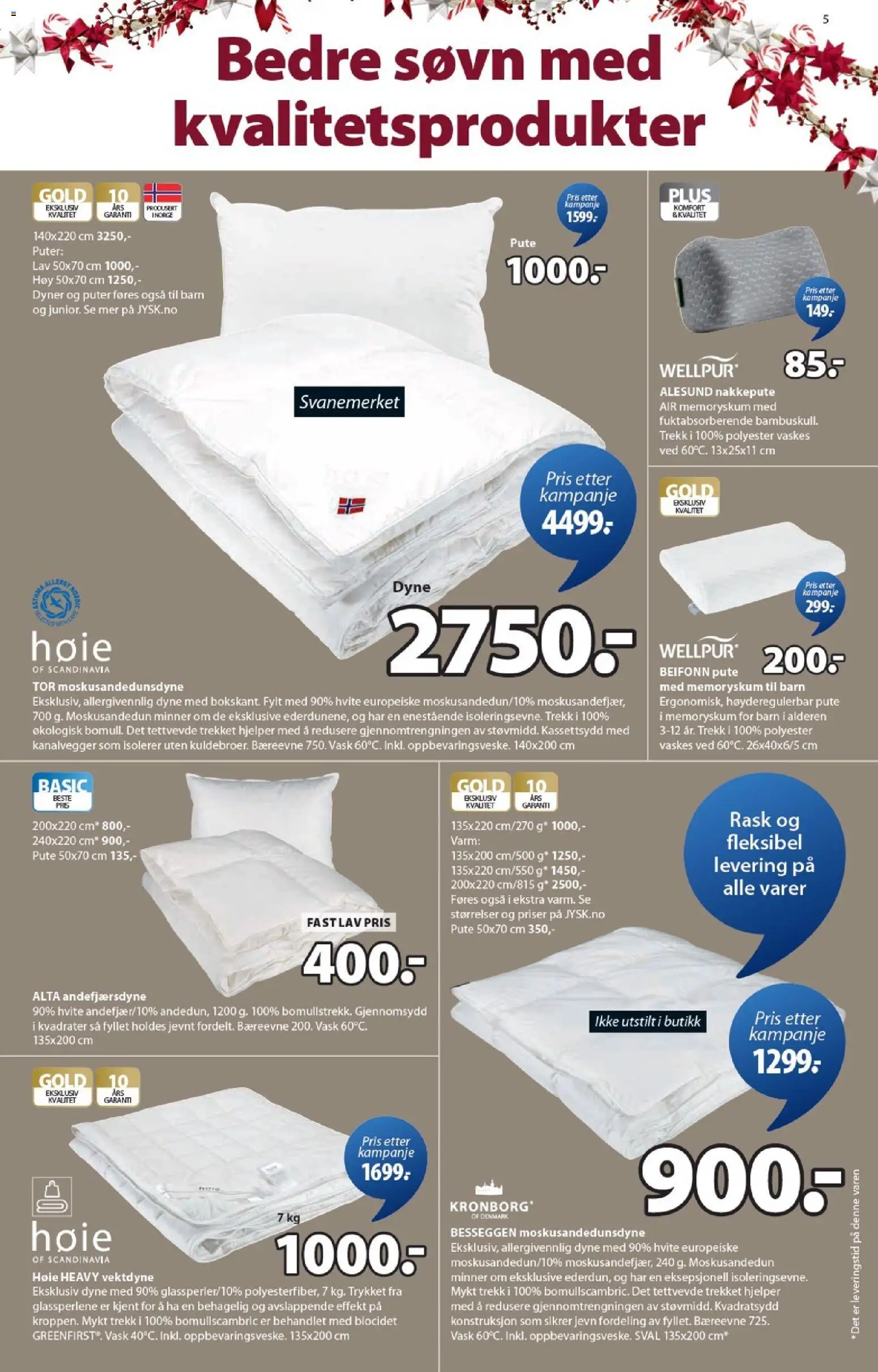 {H1} | Side: 5 | Produkter: Dyne, Vask, Pute