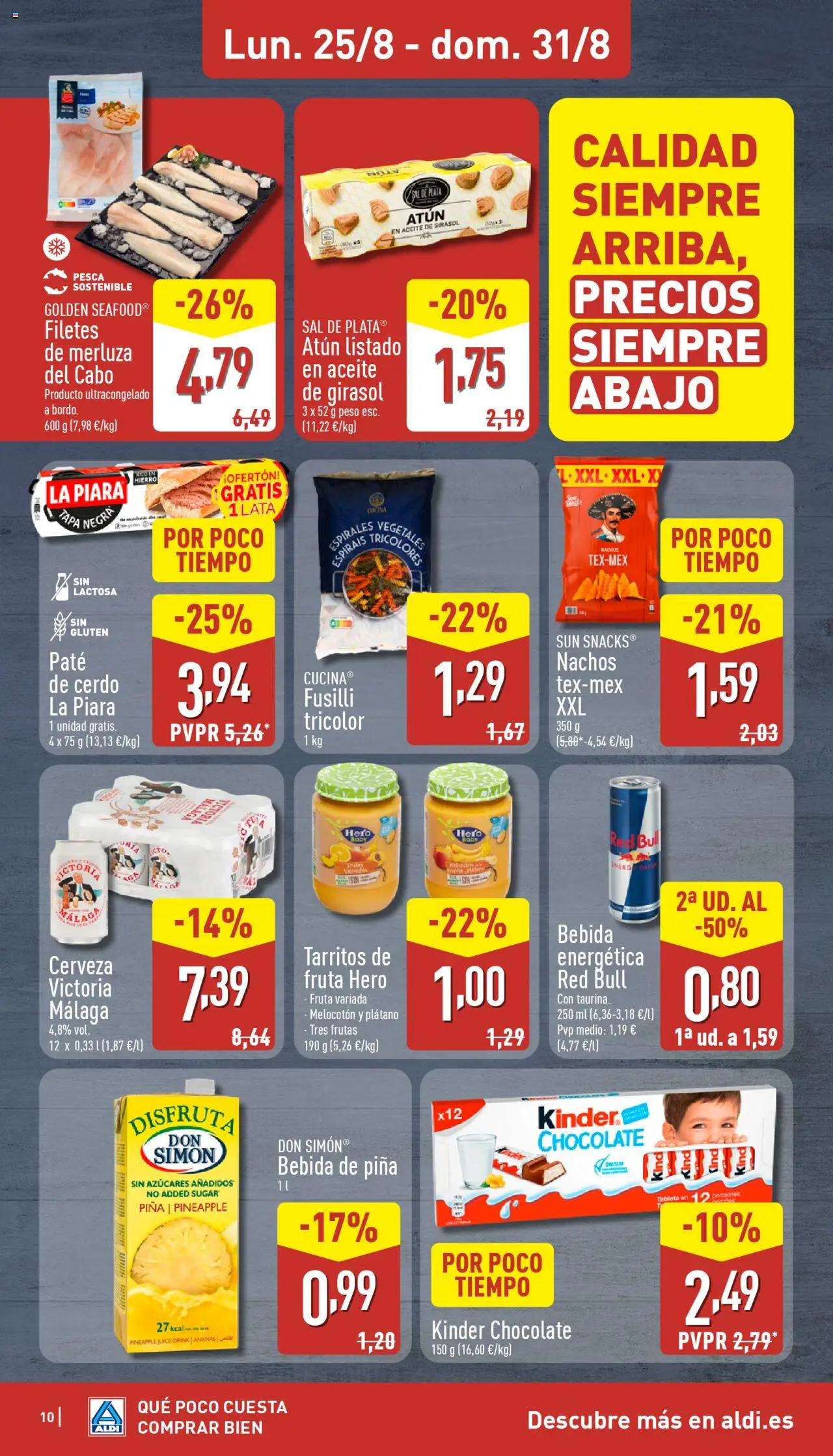 Aldi folleto Península │ válido desde el 25.08.2025 | Página: 10 | Productos: Καλτσάκια μισά, Piña, Pasta, Aceite de girasol
