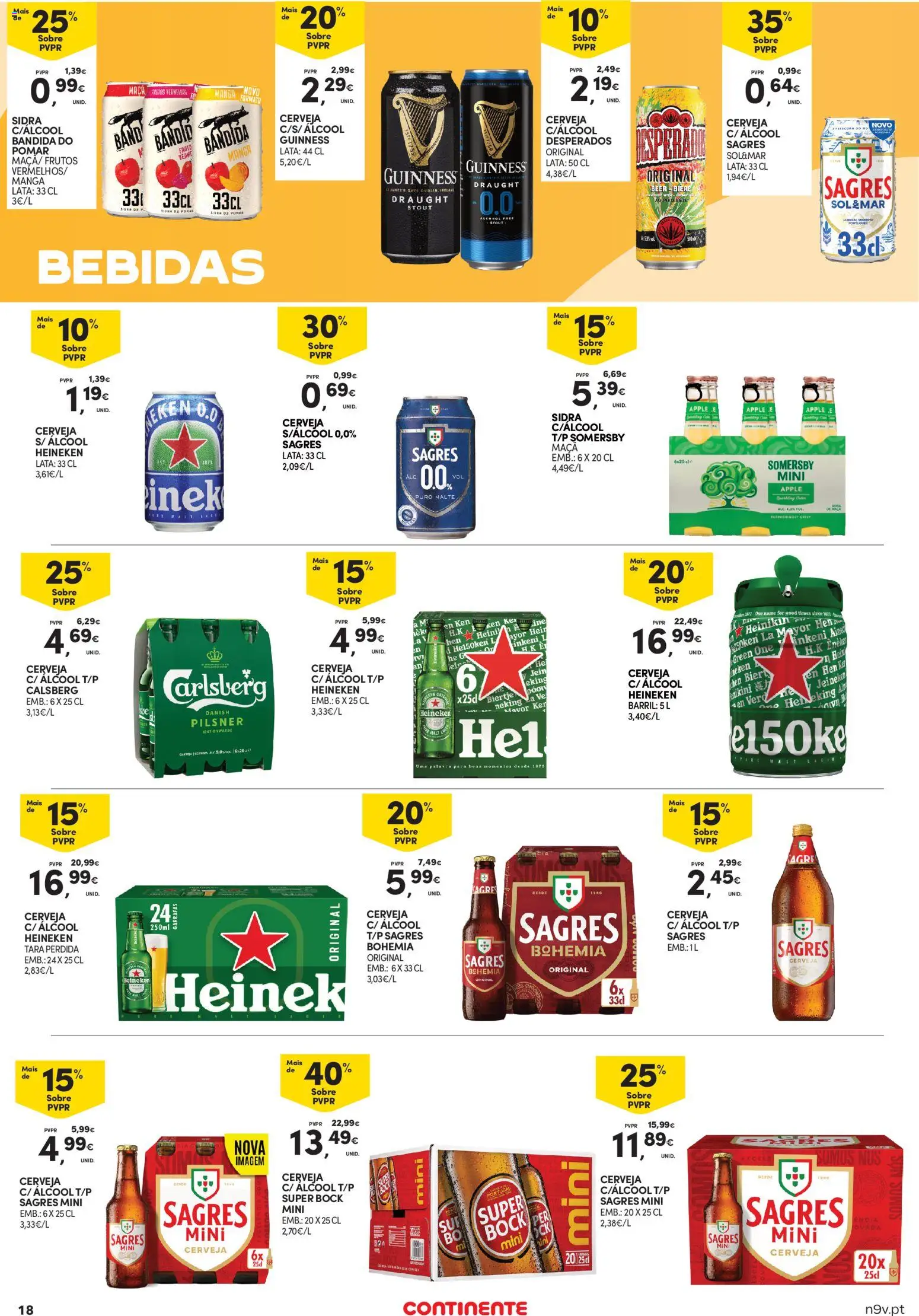 Continente - Açores │ válido de 19.02.2026 | Página: 18 | Produtos: Super bock, Maça, Cerveja, Somersby