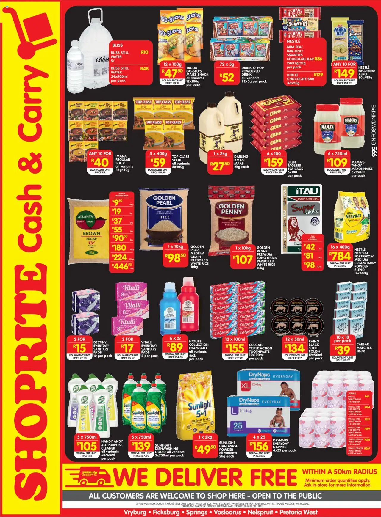Shoprite Gauteng - Cash & Carry Price Drop Selected Stores │ valid from 04.08.2025 | Page: 2 | Products: Handwash, Rice, Water, Nappies