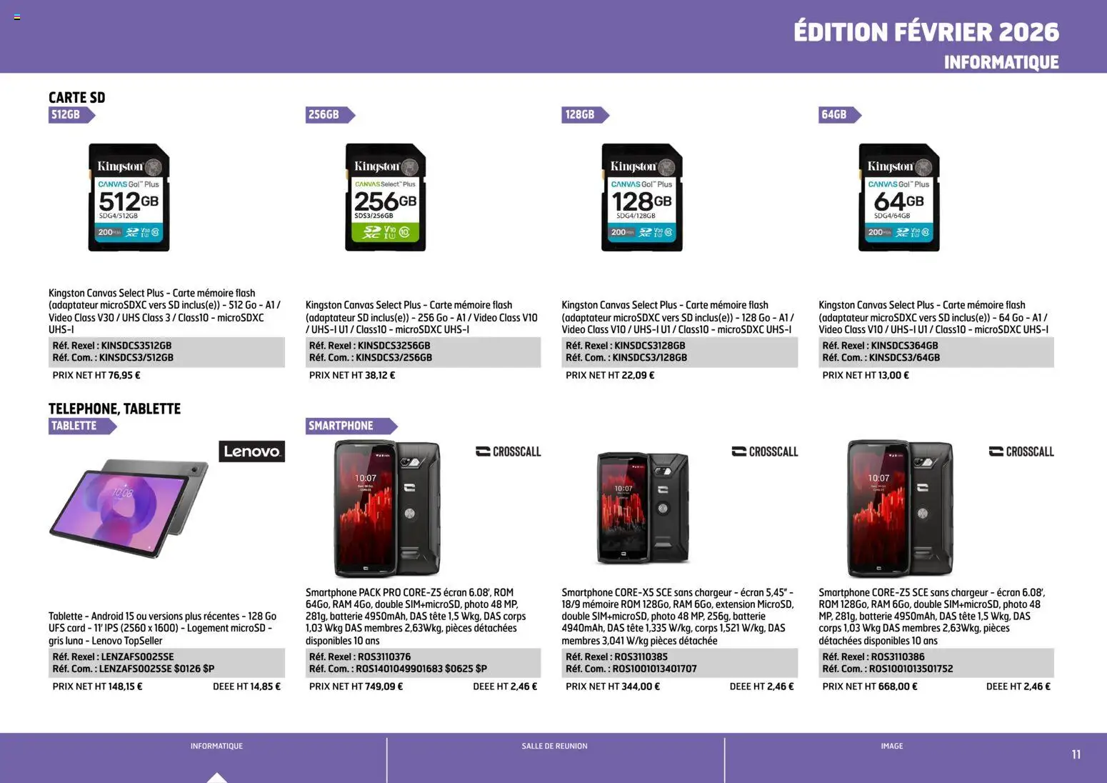 {H1} | Page: 11 | Produits: Vidéo, Carte mémoire, Adaptateur, Batterie