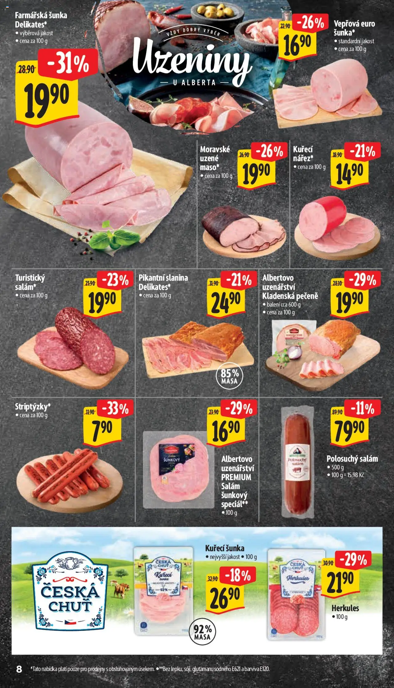 Albert leták - Supermarket od 01.10.2025 | Strana: 15 | Produkty: Salám, Šunka, Kuřecí šunka, Uzeniny