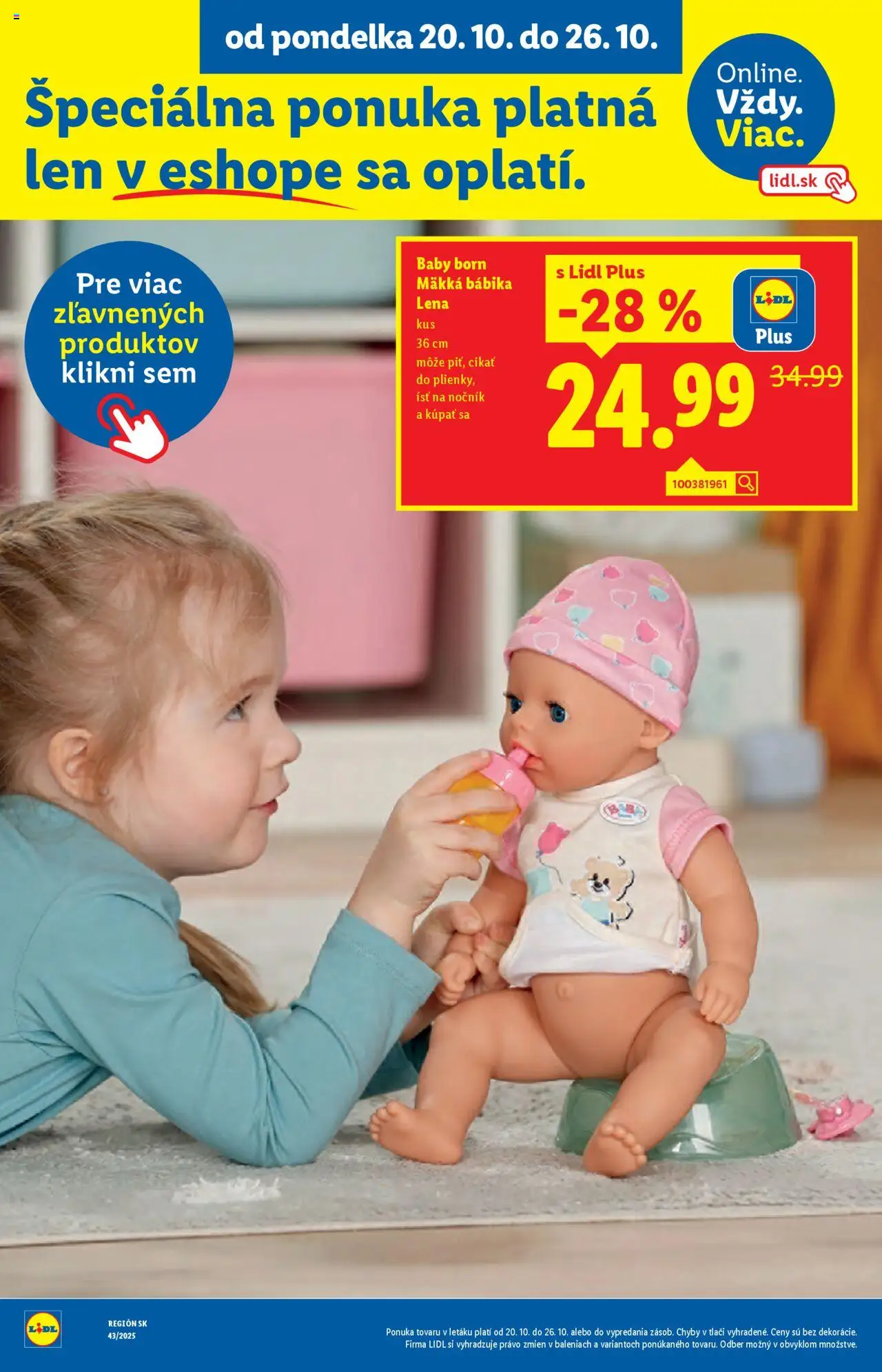 Nové Lidl akcie – leták je platný od 20.10.2025 | Strana: 65 | Produkty: Baby Born