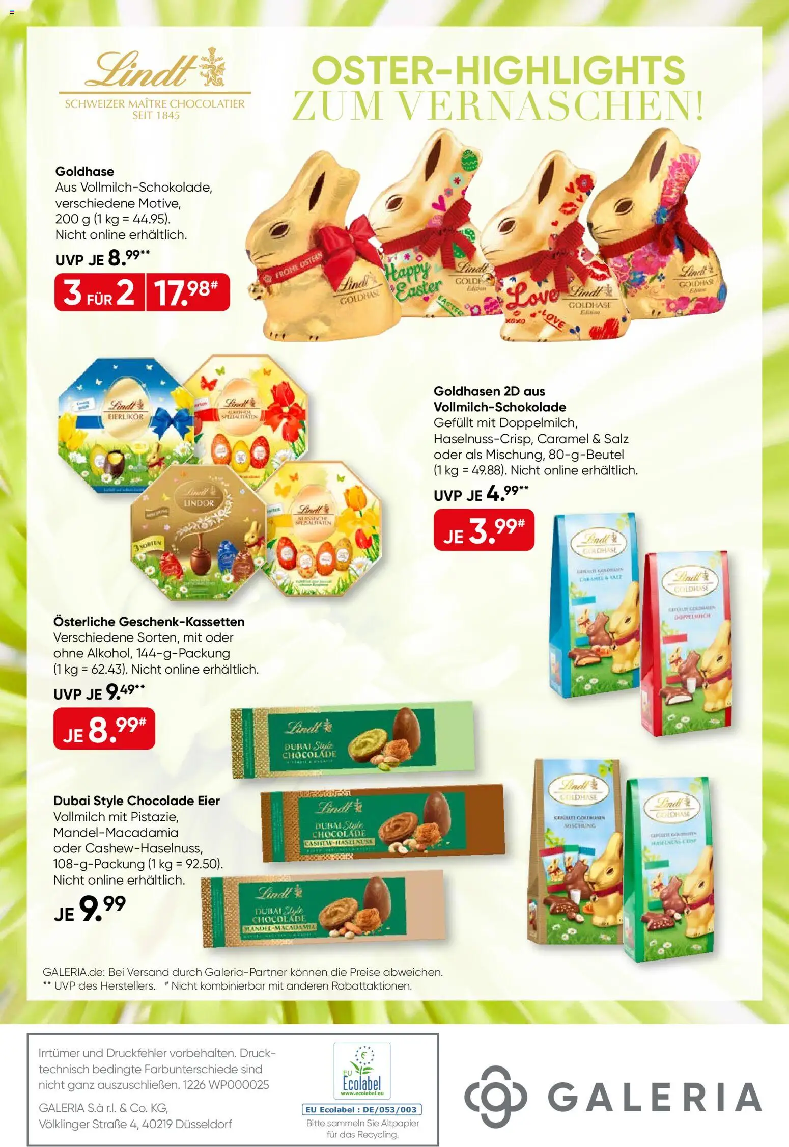 Galeria Karstadt Kaufhof Prospekt 	 – gültig ab 18.03.2026 | Seite: 44 | Produkte: Eier, Salz, Lindt