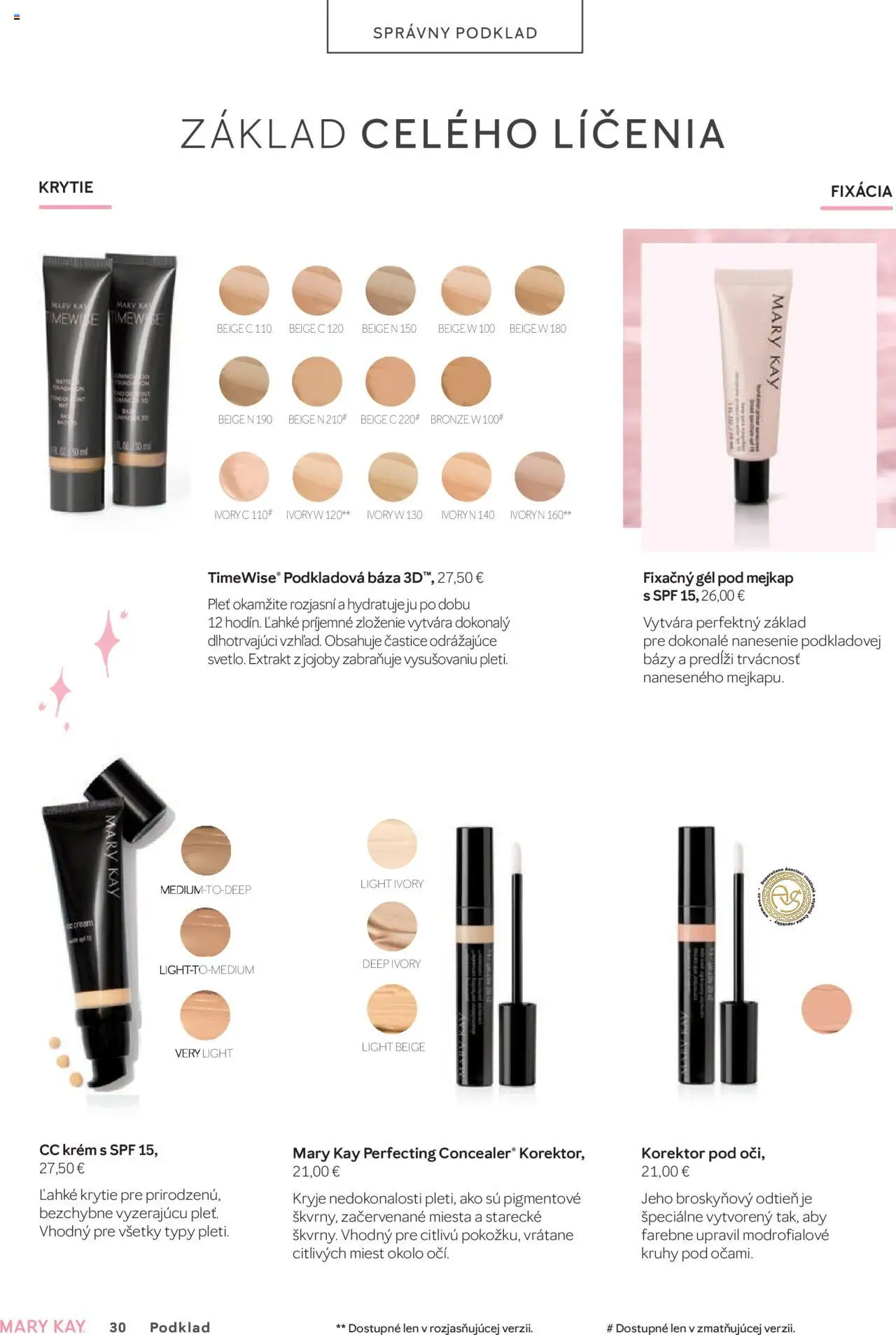 Mary Kay katalóg │ platný od 16.07.2025 | Strana: 30 | Produkty: Korektor, CC krém, Krém