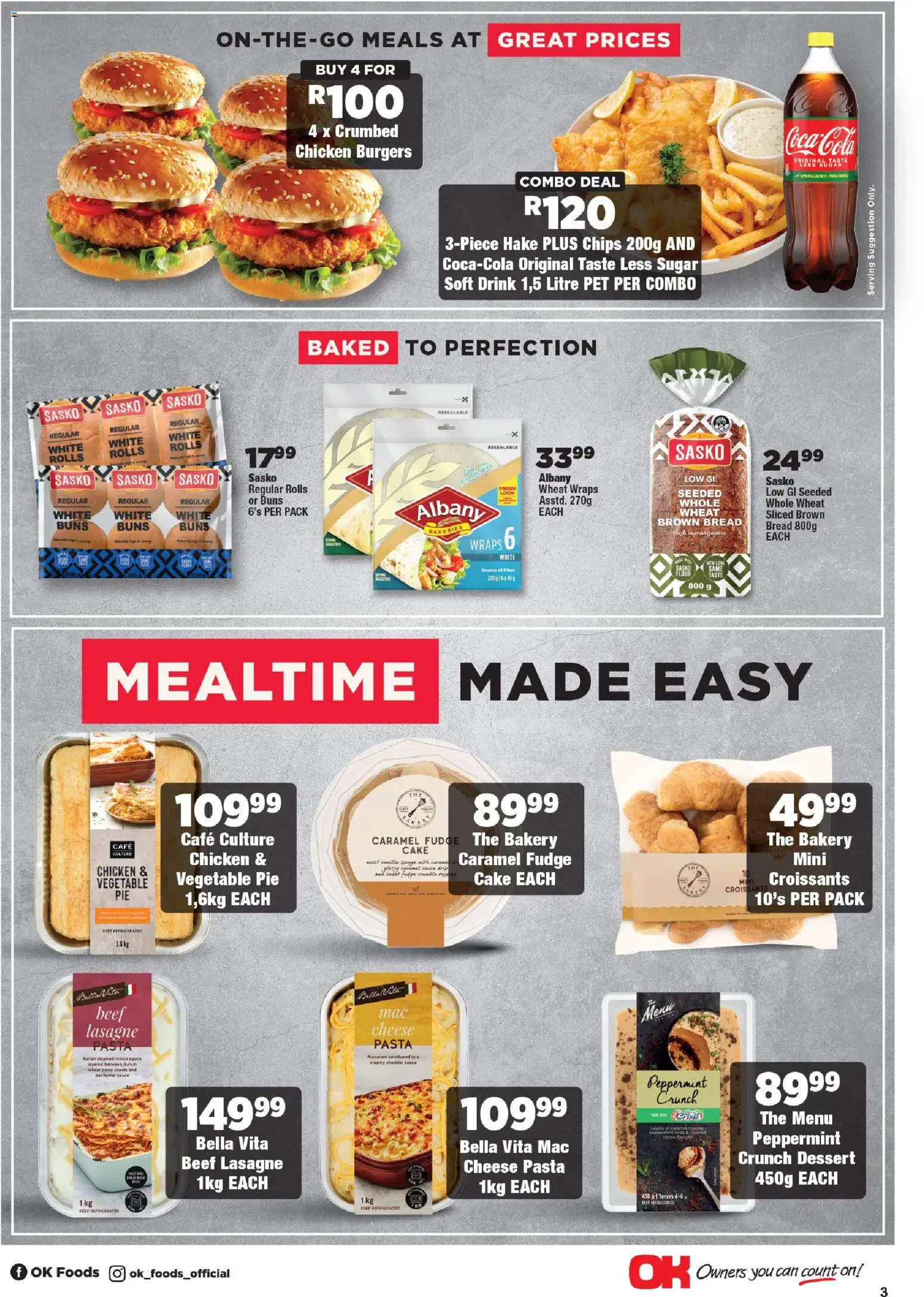 New OK Foods catalogue – valid from 24.10.2025 | Page: 3 | Products: Cheese, Chicken, Burgers, Chips