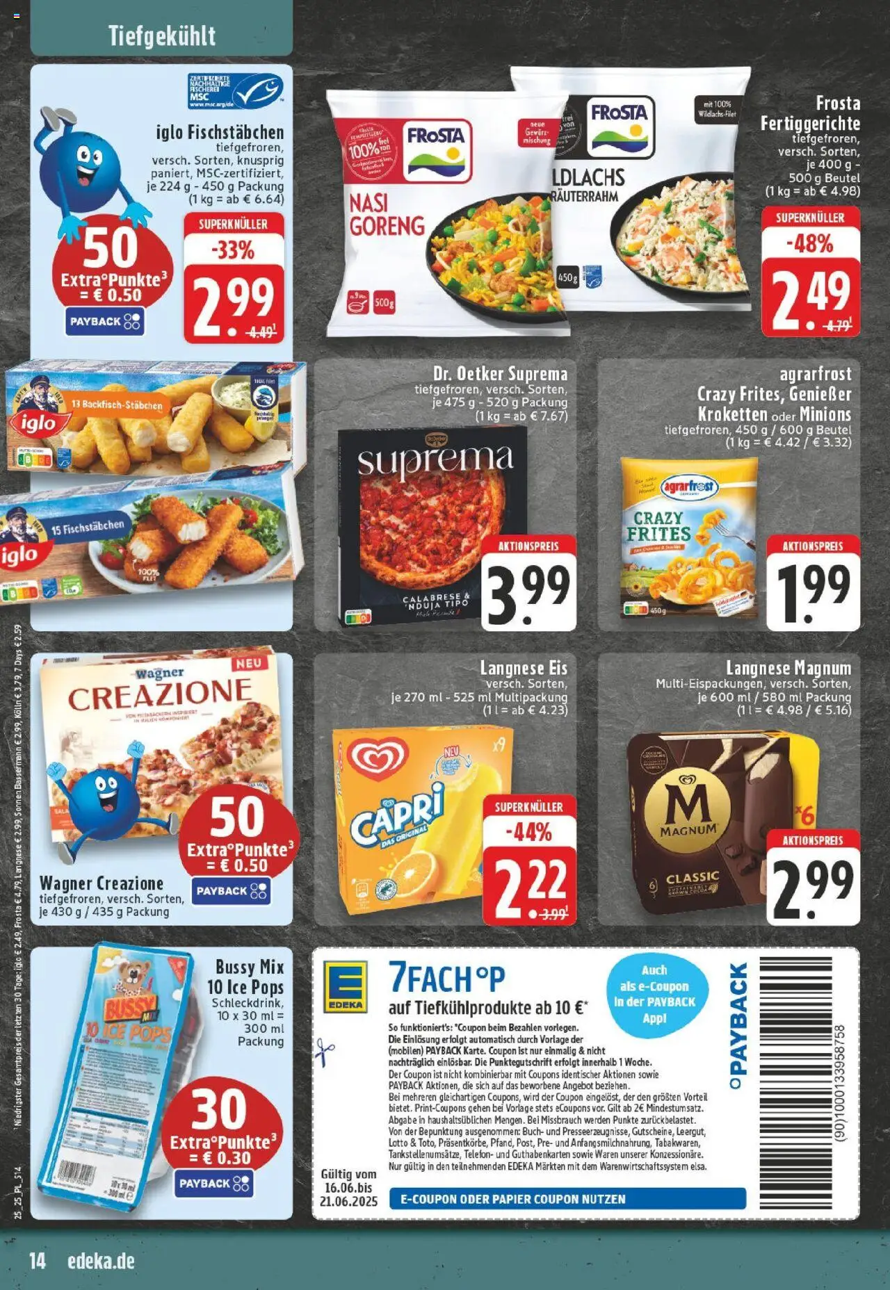 Edeka prospekt Titz	 - gültig ab dem 15.06.2025 | Seite: 14 | Produkte: Langnese, Kolln, Fischstabchen, Fertiggerichte