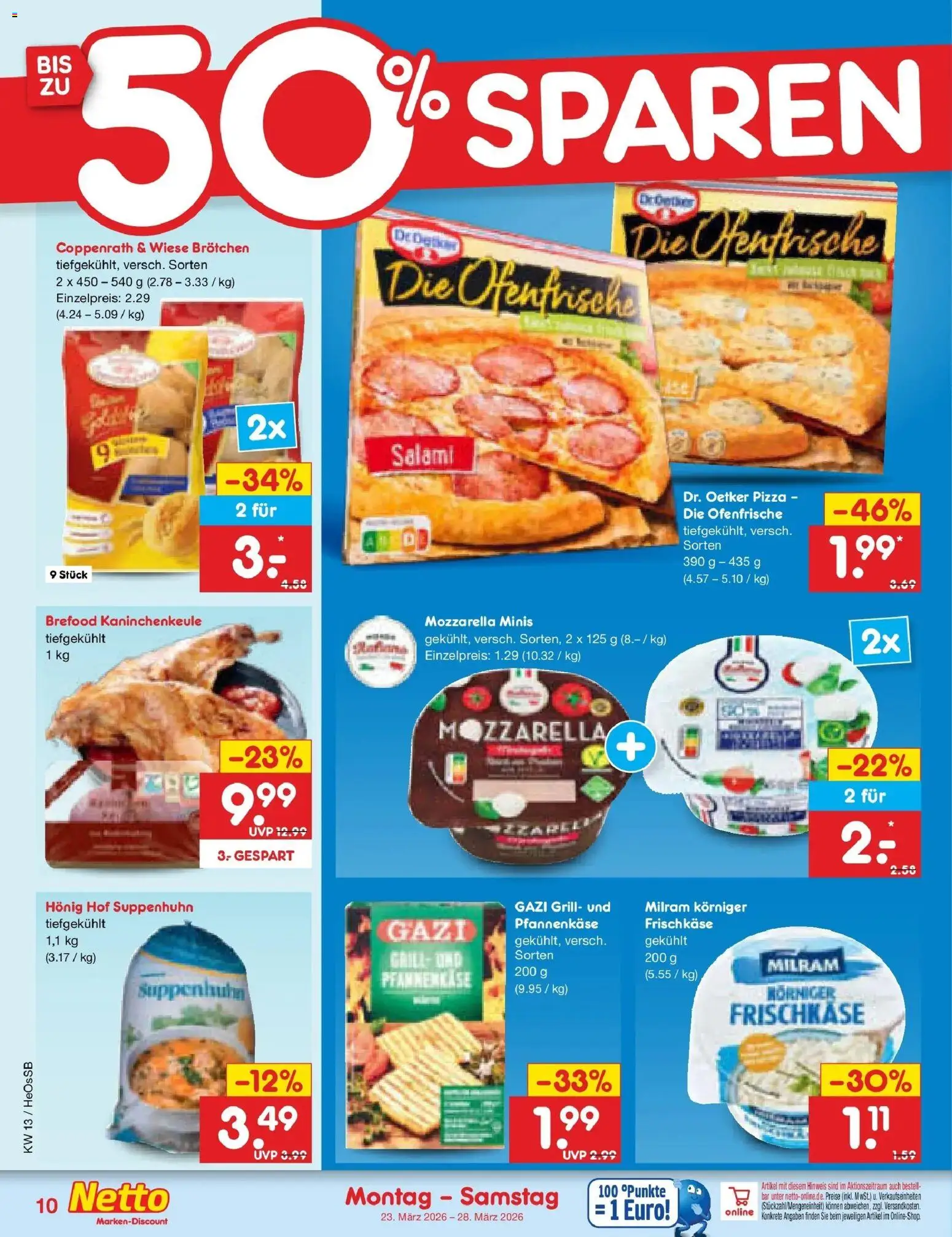 Netto Marken-Discount Prospekt Kröpelin	 – gültig ab 23.03.2026 | Seite: 10 | Produkte: Grill, Ofenfrische, Pizza, Frischkase