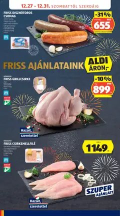 Aldi Akciós újság - amely érvényes a következő dátumtól: 27.12.2025 | Oldal: 20 | Termékek: Kolbász, Grillcsirke, Sütni való kolbász, Hurka