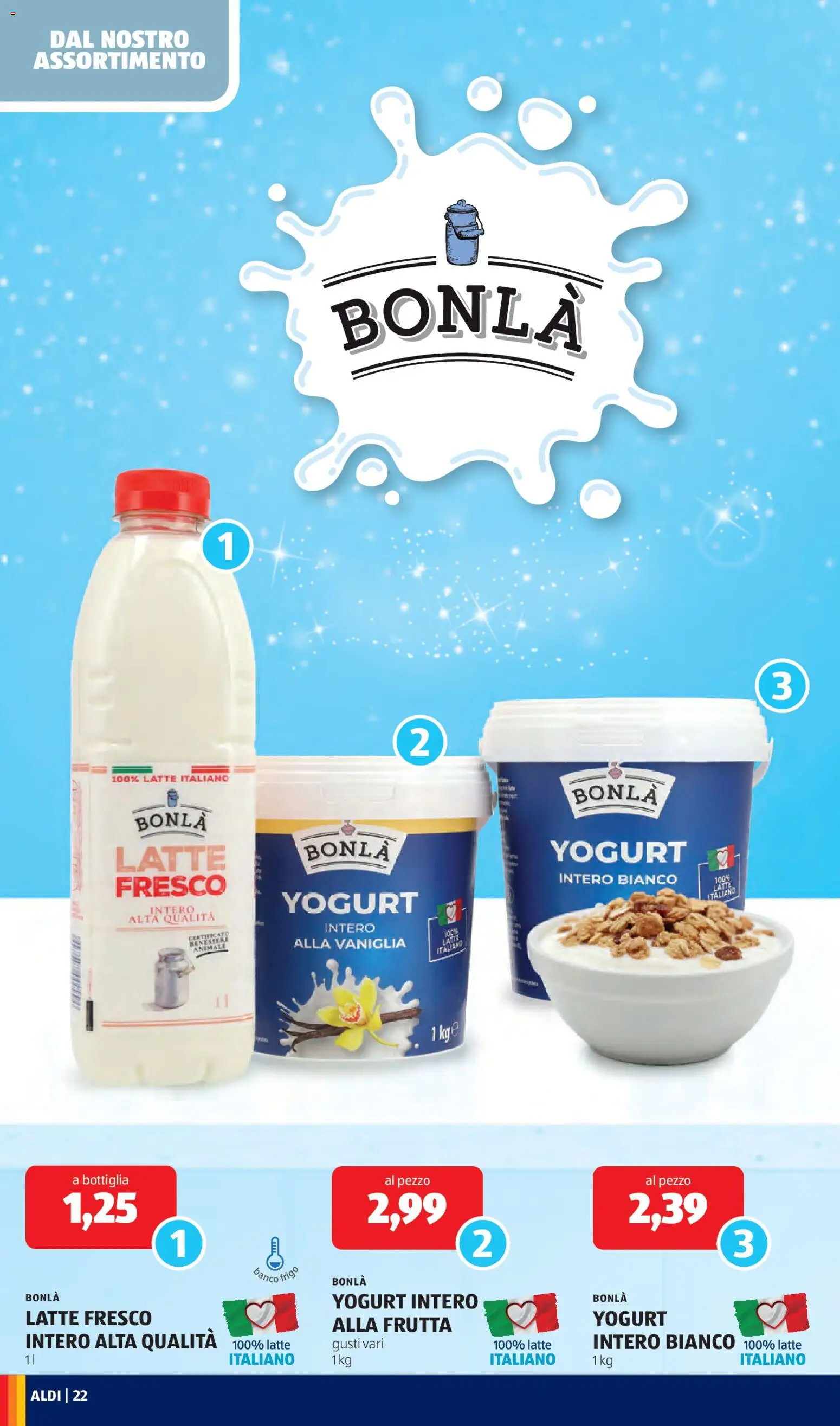 Volantino Aldi del 29.12.2025 | Pagina: 22 | Prodotti: Yogurt, Frutta, Latte, Bottiglia