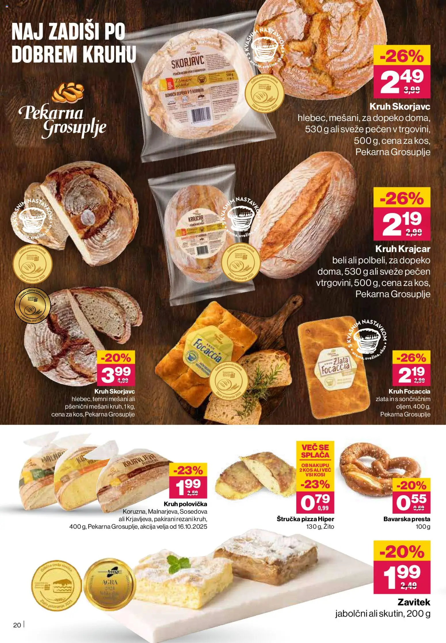 Novi Mercator katalog ponudbe – veljaven od 23.10.2025 | Stran: 20 | Izdelki: Štručka, Pekarna, Kos, Kruh