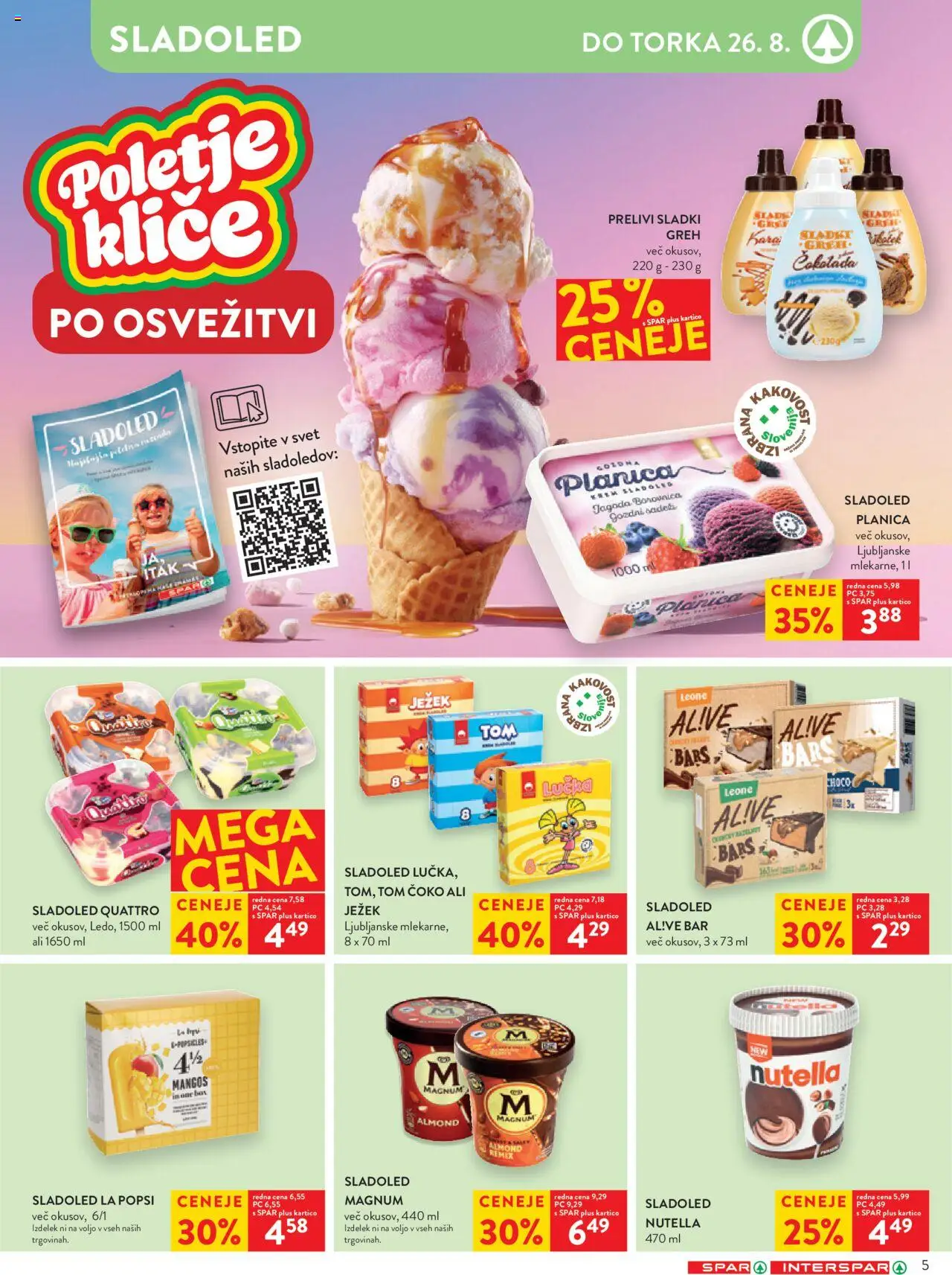 Spar katalog 34/25 │ velja od 20.08.2025 | Stran: 5 | Izdelki: Cokolada, Sladoled