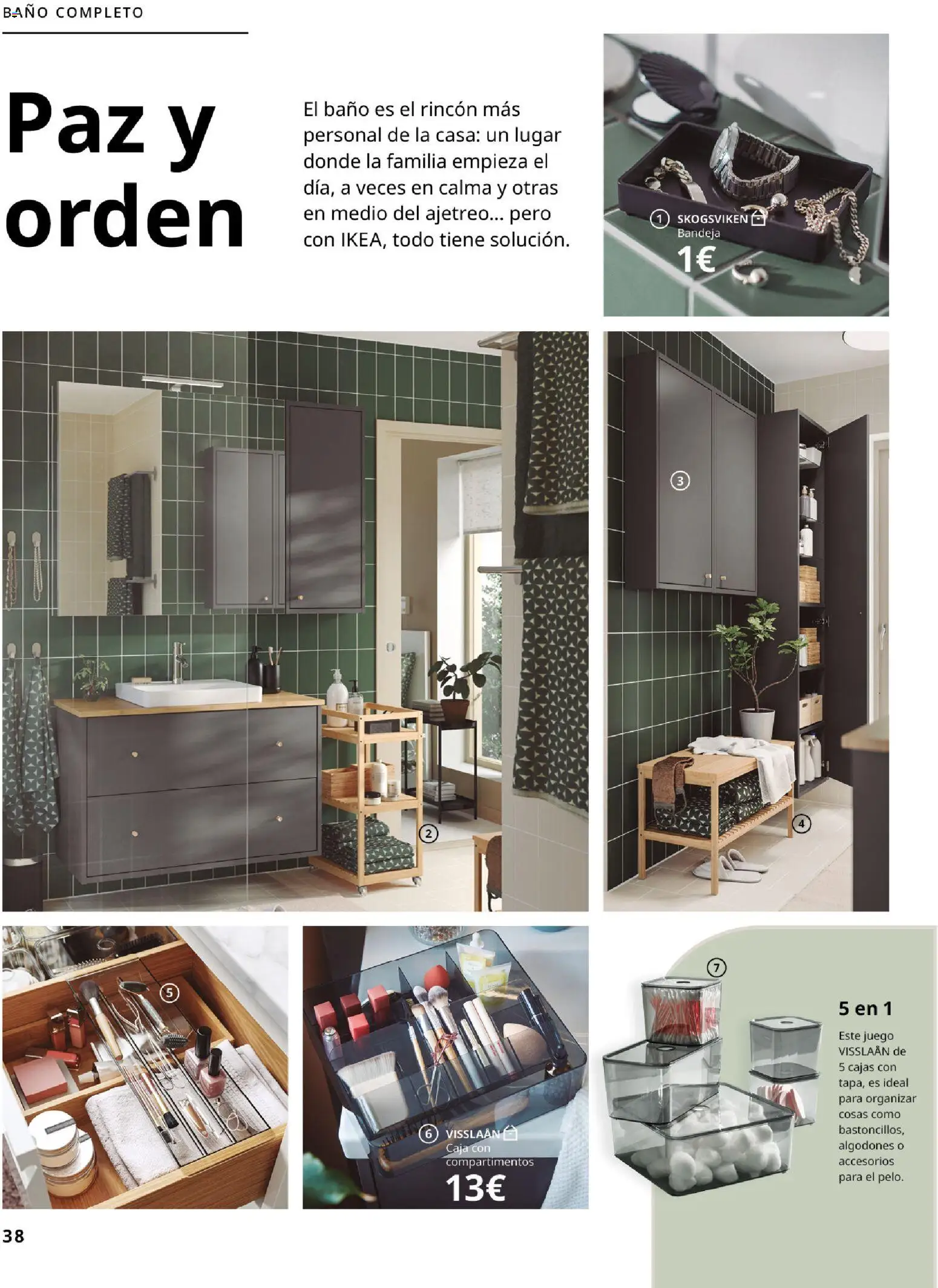 Catálogo IKEA Organización en el hogar │ válido desde el 15.01.2026 | Página: 38 | Productos: Bandeja, Caja, Baño