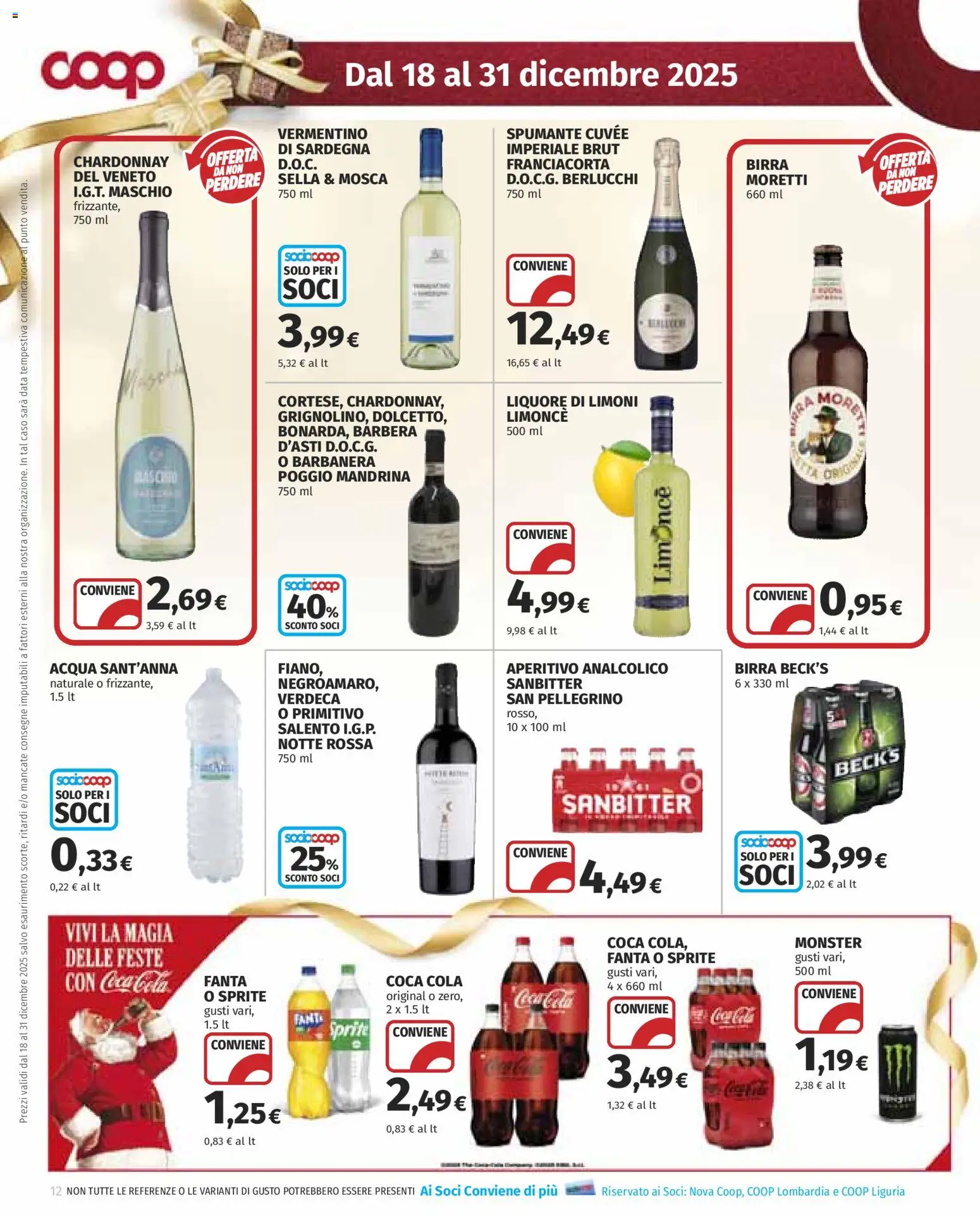 Volantino COOP del 18.12.2025 | Pagina: 12 | Prodotti: Acqua, Data, Coca Cola, Aperitivo