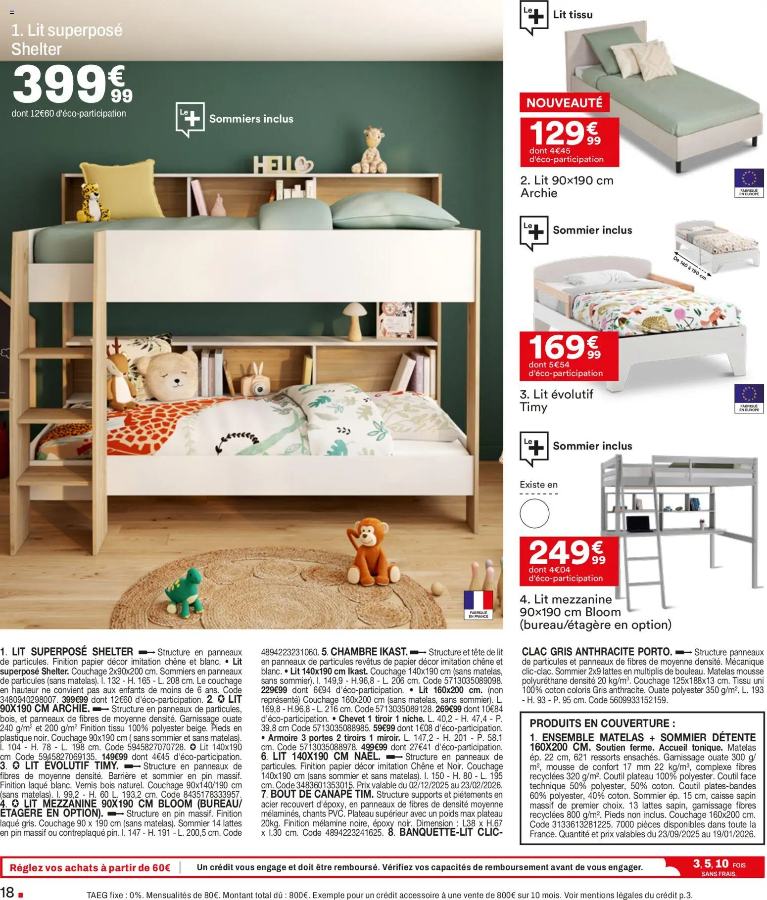 {H1} | Page: 18 | Produits: Coton, Sommier, Étagère, Laque