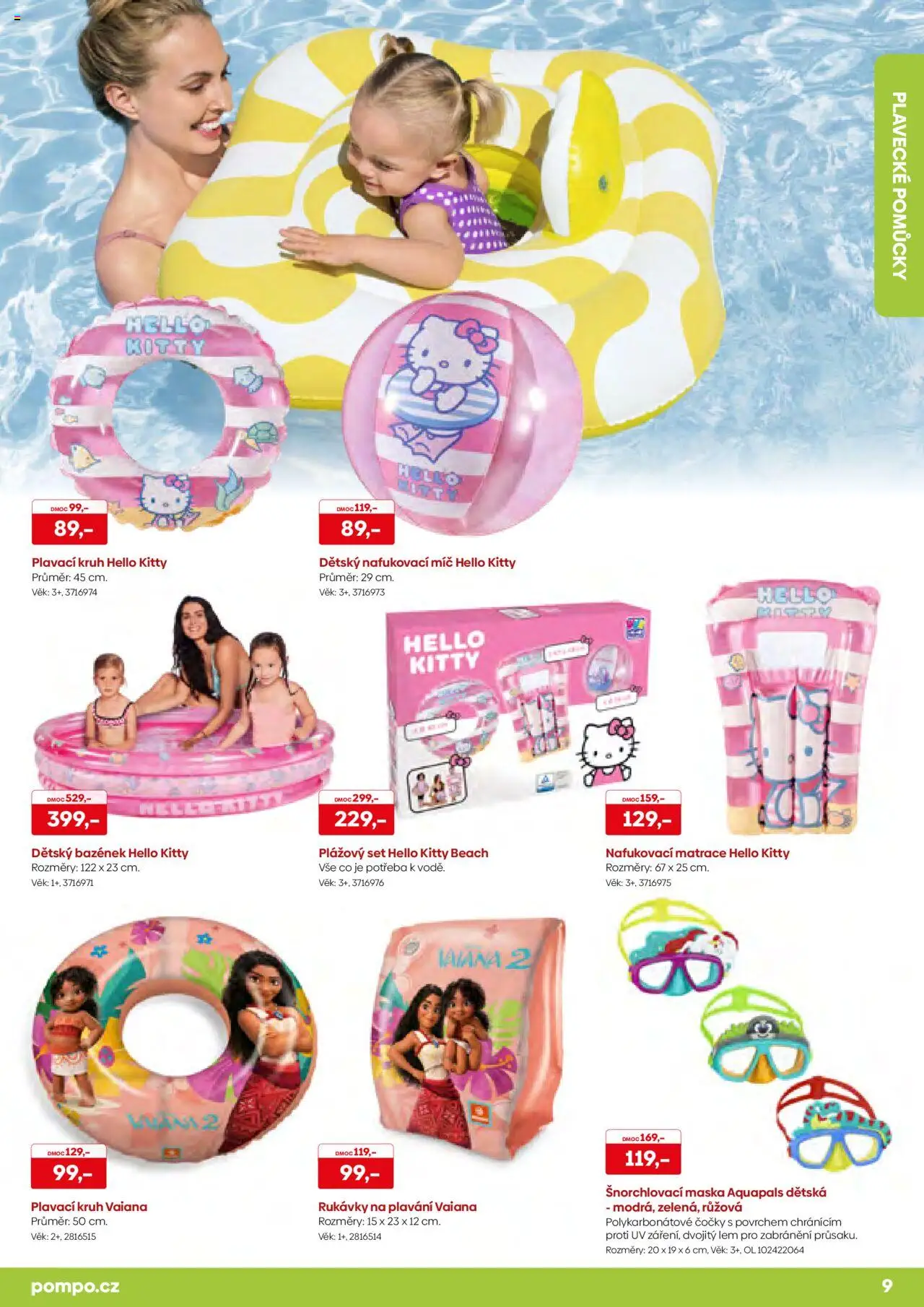 POMPO katalog Léto 2025 od 16.05.2025 | Strana: 9 | Produkty: Rukávky, Nafukovací matrace, Matrace, Maska
