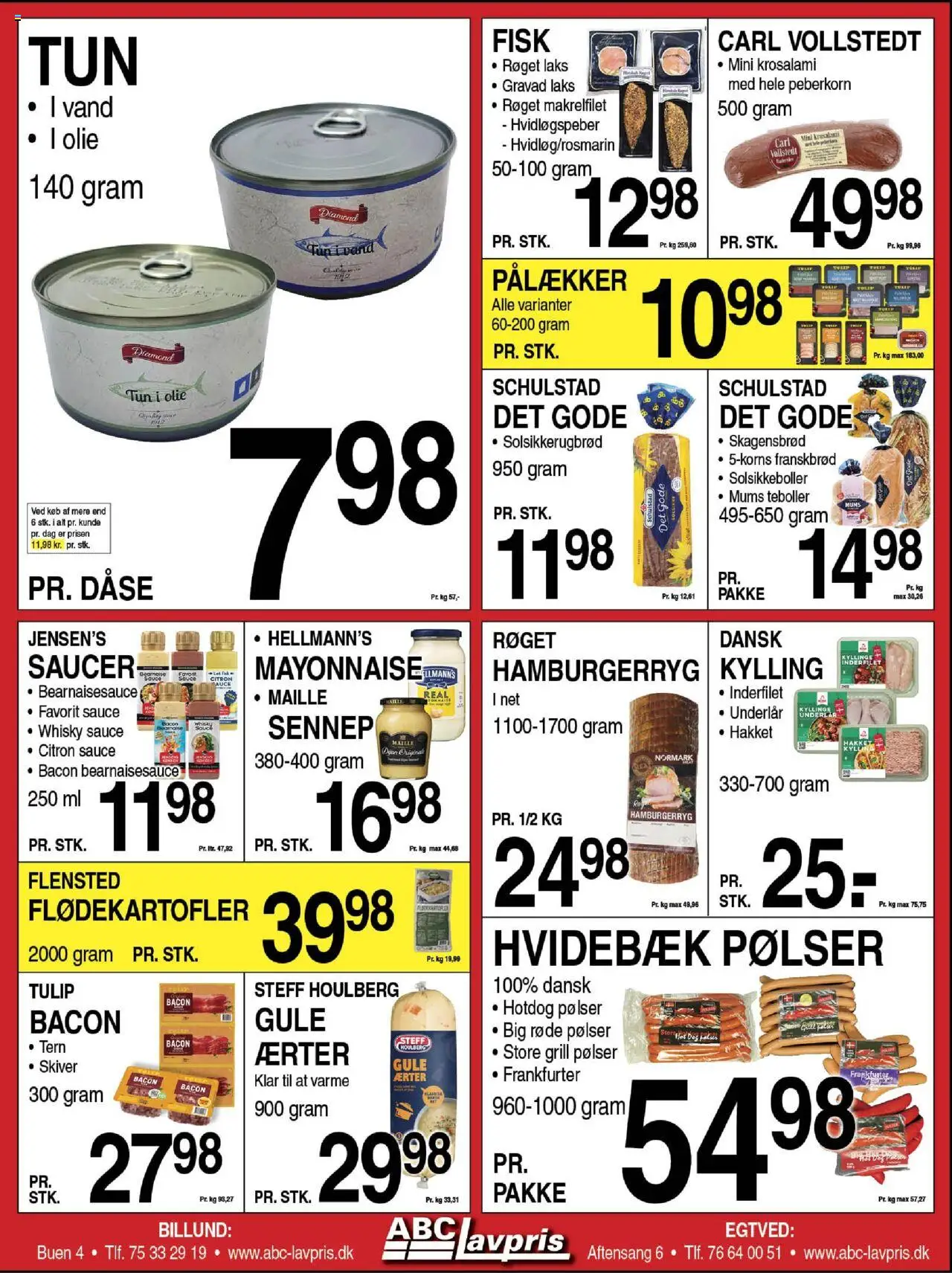 Abc Lavpris tilbudsavis – gyldig fra 01.10.2025 | Side: 4 | Produkter: Pølser, Whisky, Tun, Grill