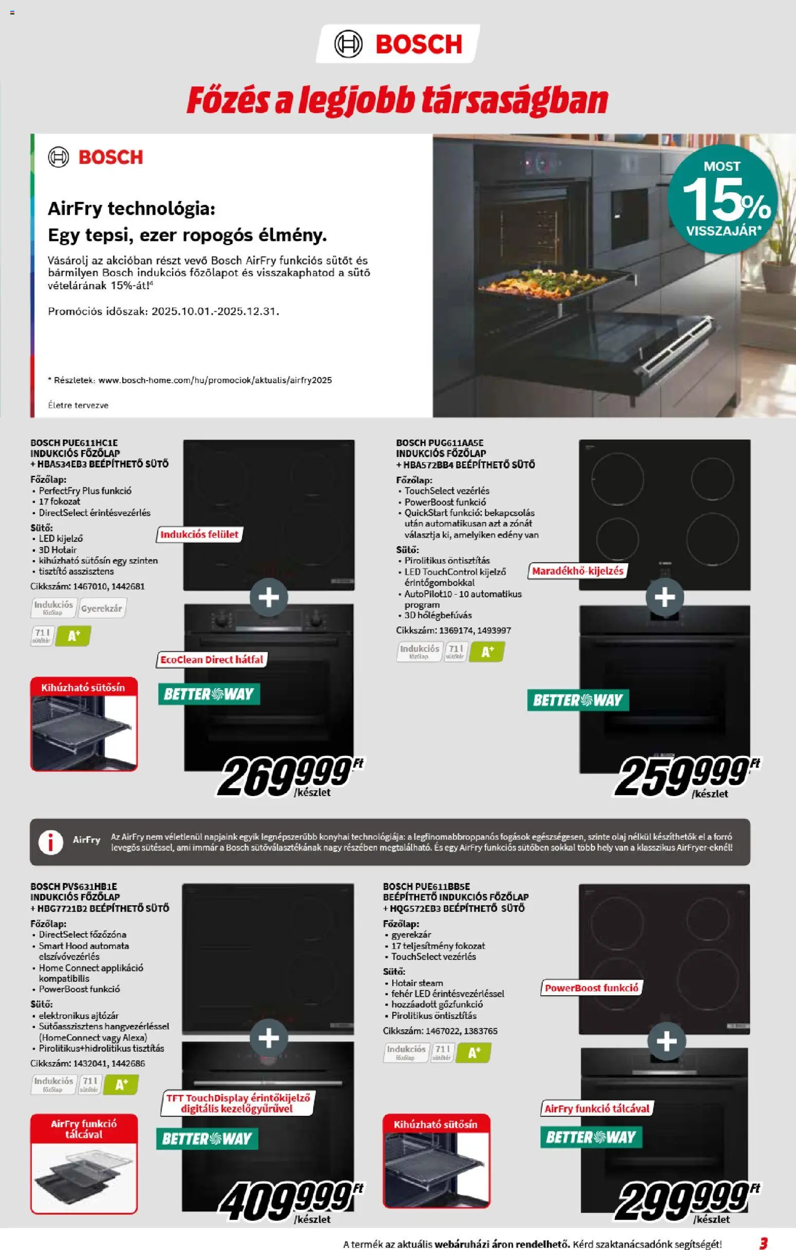 Media Markt akciós ujság - amely érvényes a következő dátumtól: 03.12.2025 | Oldal: 3 | Termékek: Sütő, Főzőlap, Edény, Indukciós főzőlap