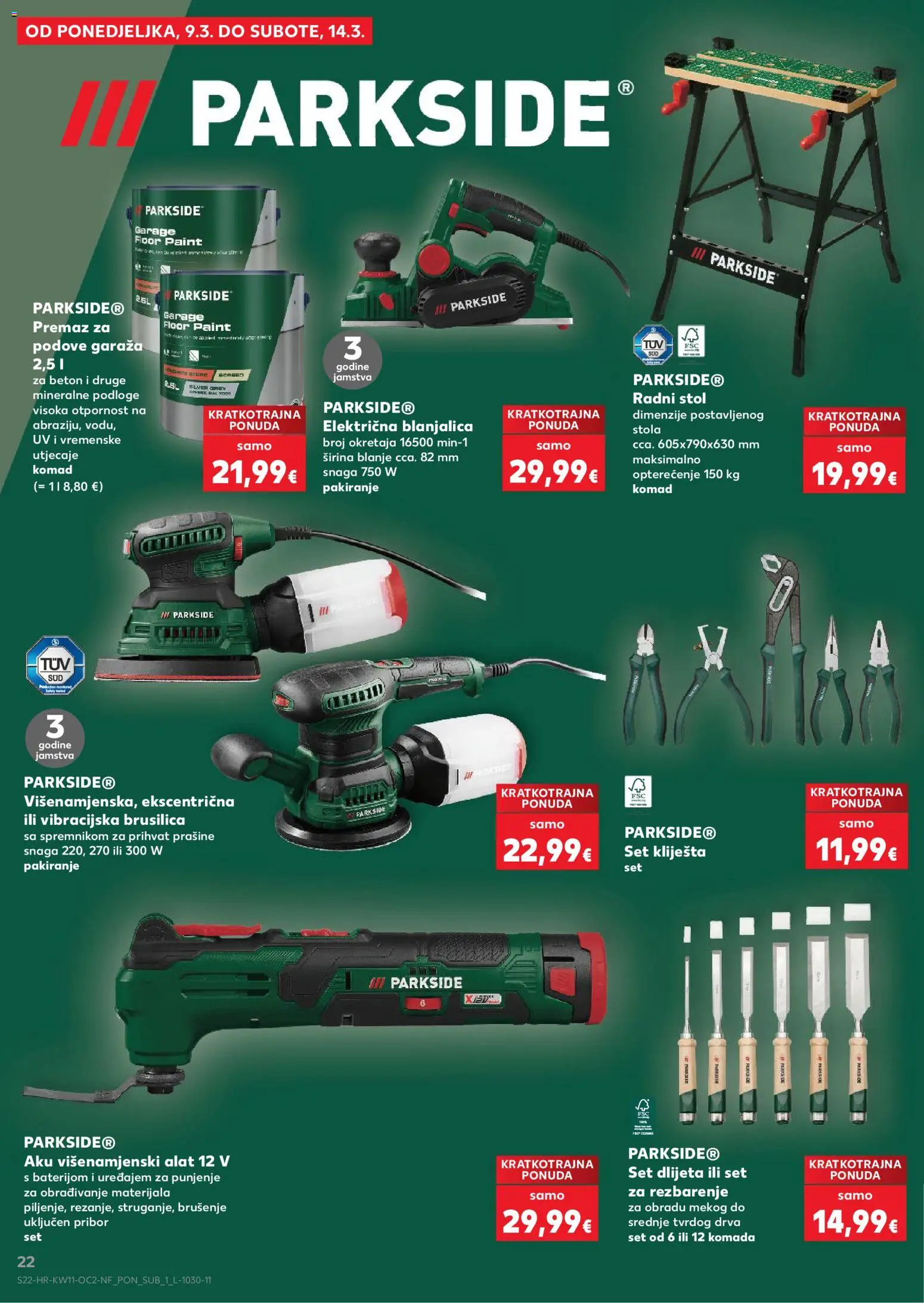 Kaufland HR akciós ujság - amely érvényes a következő dátumtól: 11.03.2026 | Oldal: 22 | Termékek: Parkside, Beton