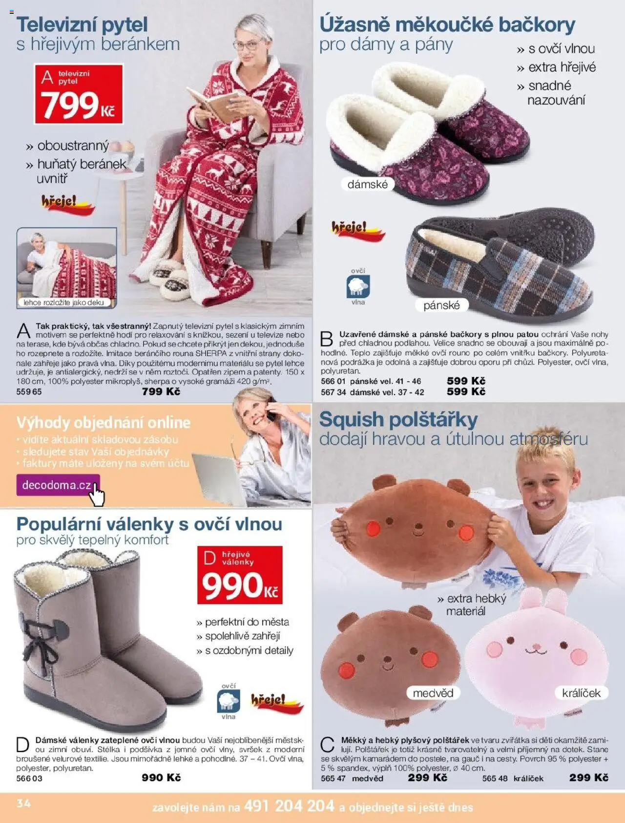 Decodoma katalog Vánoce 2025 od 09.10.2025 | Strana: 34 | Produkty: Polštářky, Bačkory, Televize, Gauč