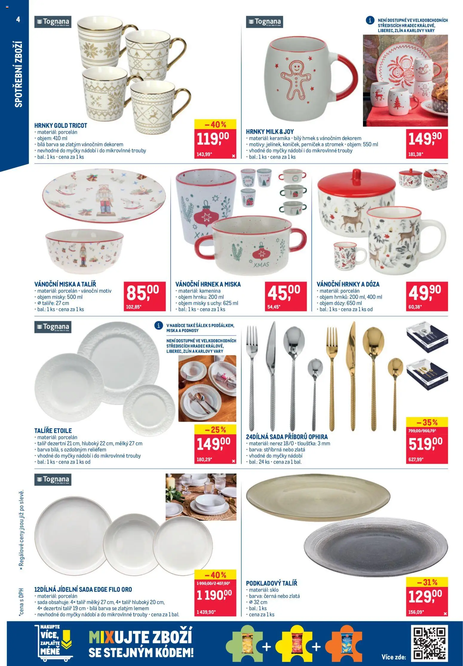 Makro leták - Spotřební zboží od 19.11.2025 | Strana: 4 | Produkty: Dózy, Šálek, Talíř, Vánoční hrnek