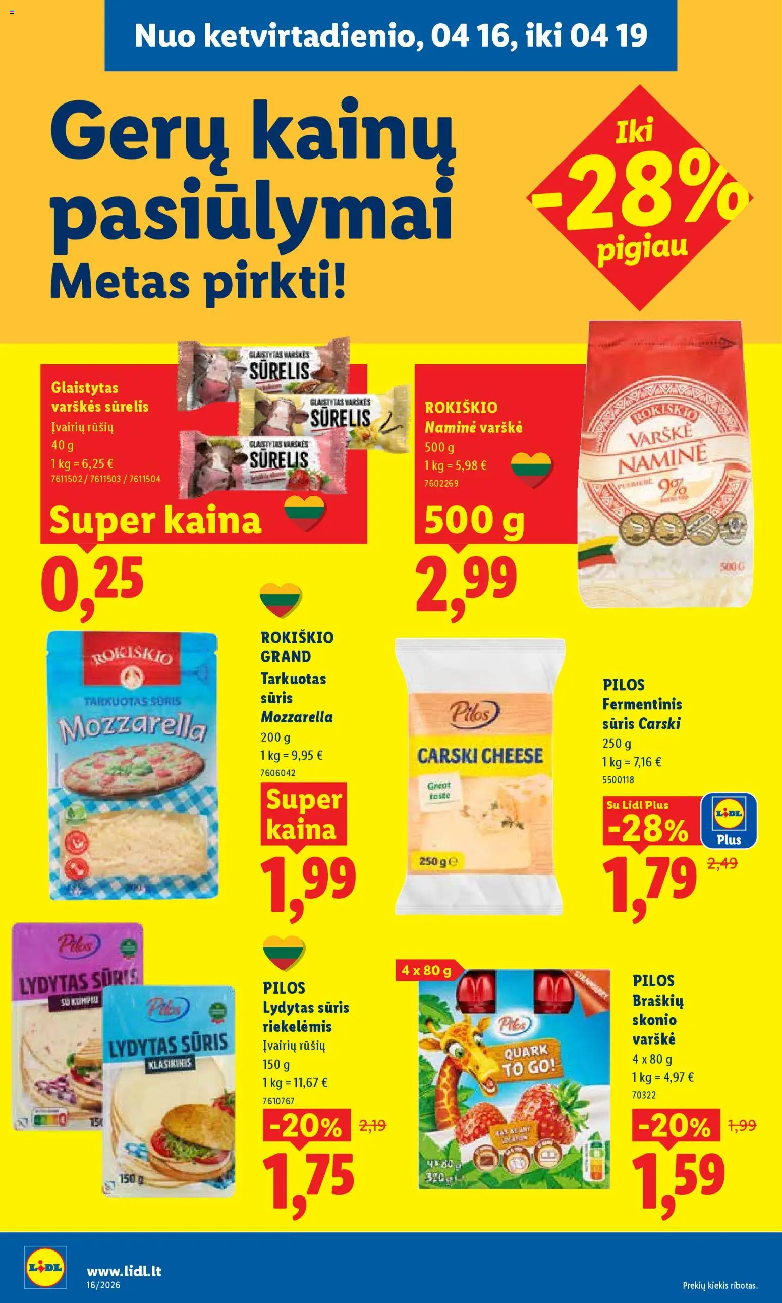 LIDL akcijos nuo 13.04.2026 | Puslapis: 36 | Prekių: Fermentinis sūris, Sūrelis, Sūris, Lydytas sūris