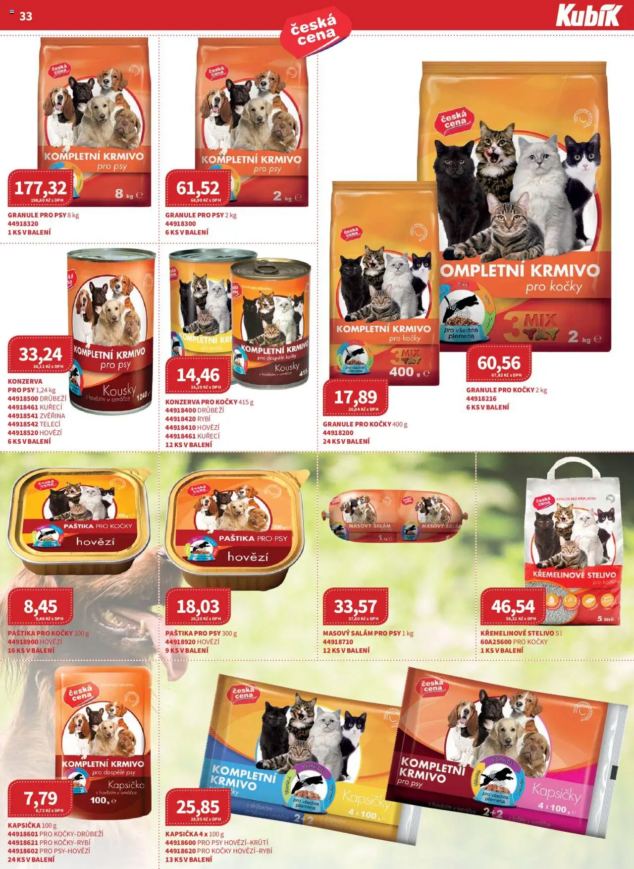 Kubík leták - Velkoobchod 09/2025 od 01.09.2025 | Strana: 33 | Produkty: Hovězí, Granule pro psy, Krmivo pro kočky, Konzerva pro kočky