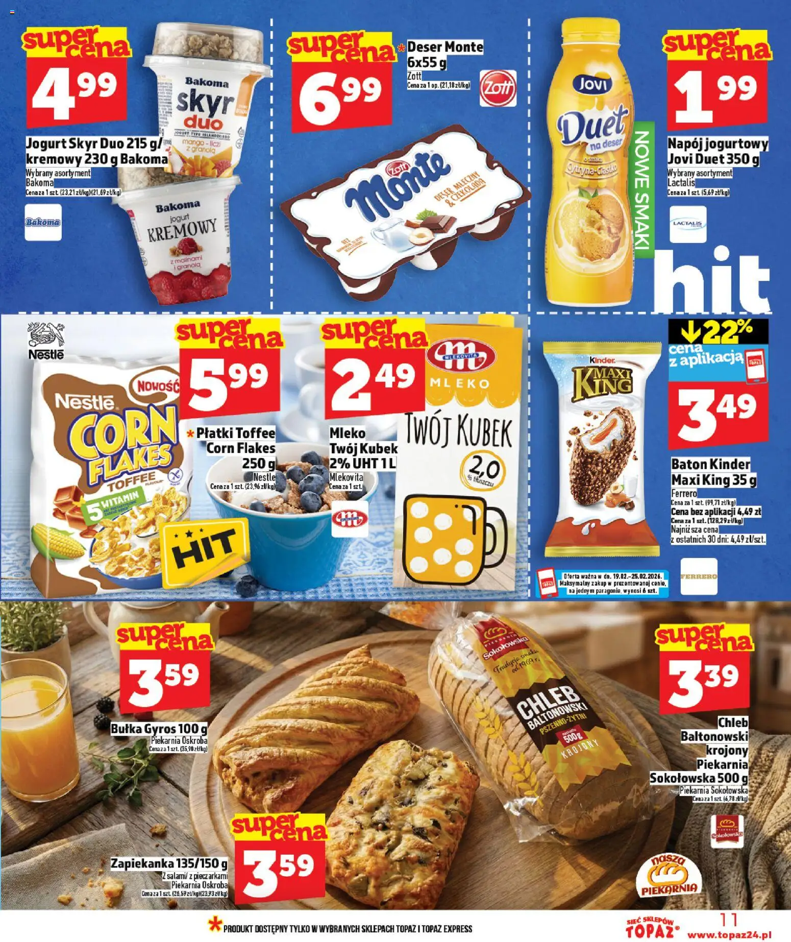Topaz Gazetka od 19.02.2026 | Strona: 11 | Produkty: Mango, Baton, Czekolada, Corn Flakes