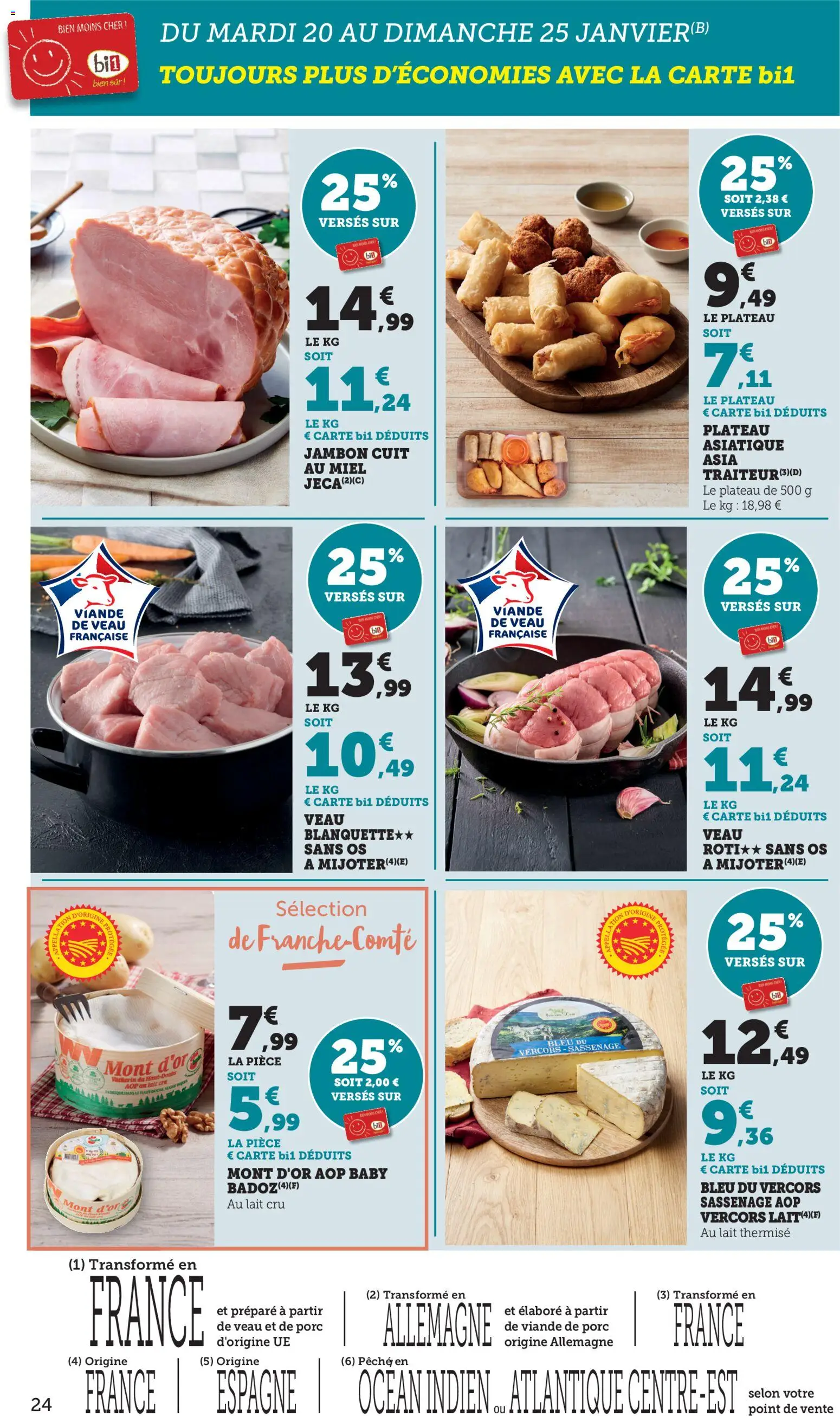 {H1} | Page: 24 | Produits: Pêche, Mont d'or, Lait, Jambon