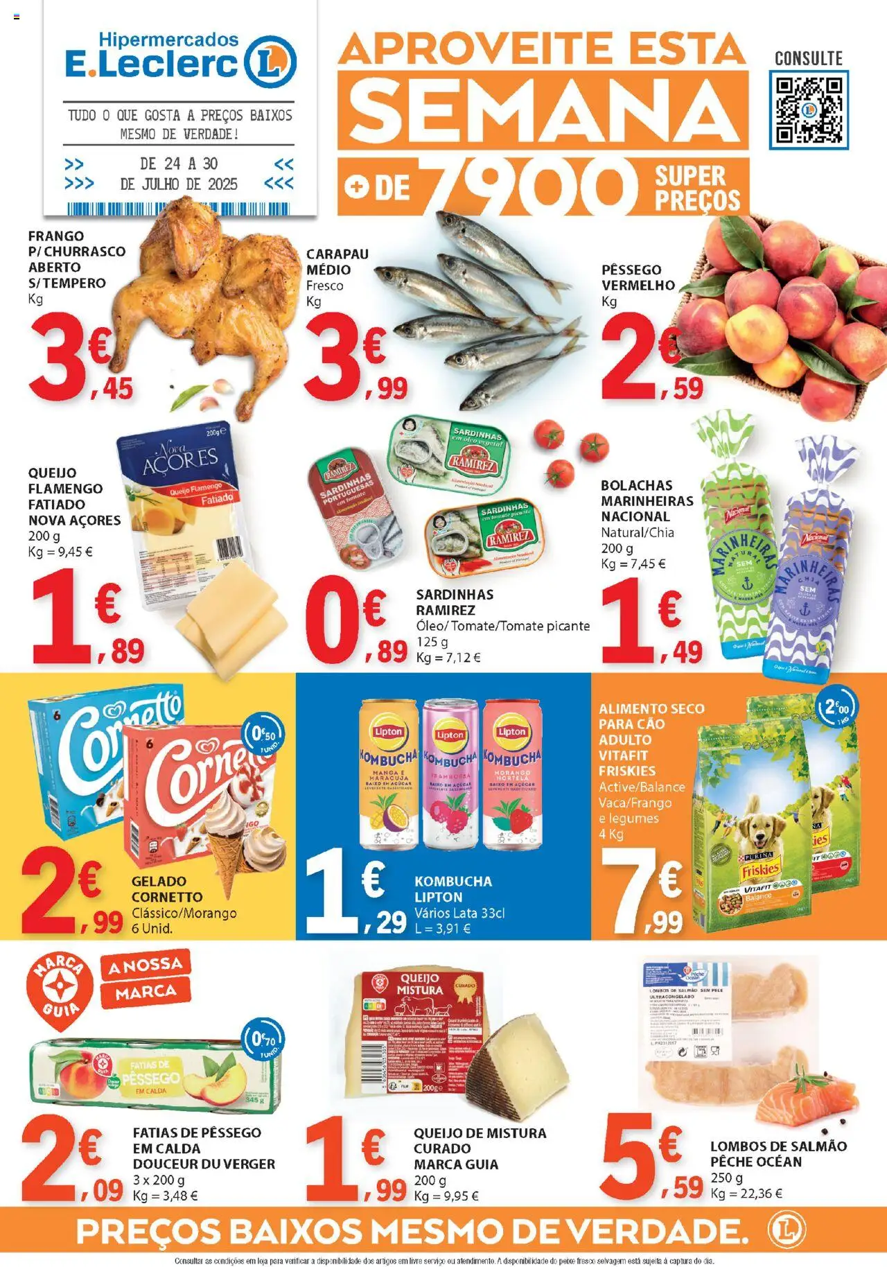 E.Leclerc folheto │ válido de 24.07.2025 | Página: 1 | Produtos: Bolachas, Salmão, Queijo, Massa