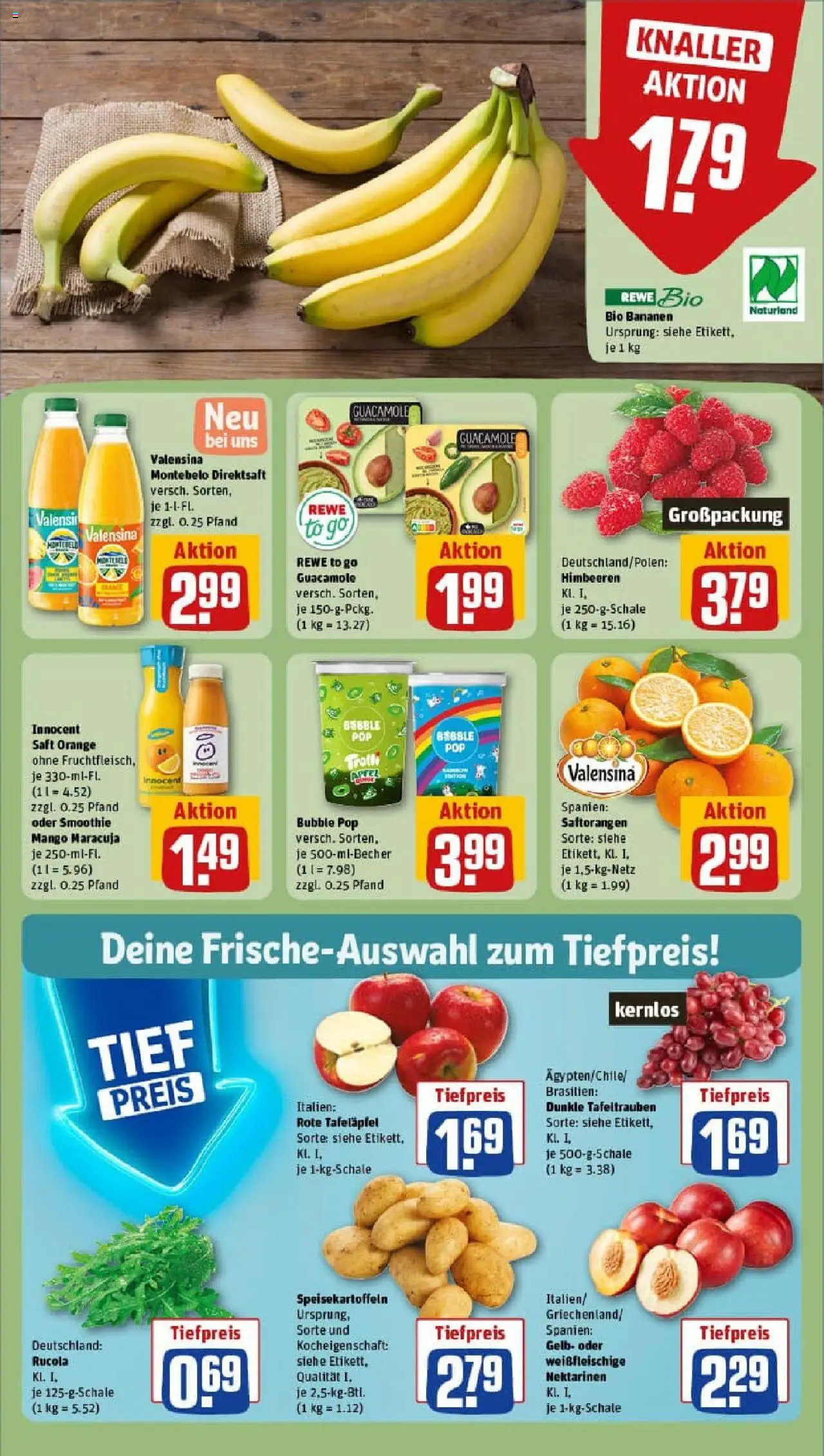 Rewe prospekt Frankfurt / Nied	 - gültig ab dem 22.06.2025 | Seite: 6 | Produkte: Rucola, Bananen, Valensina, Saft