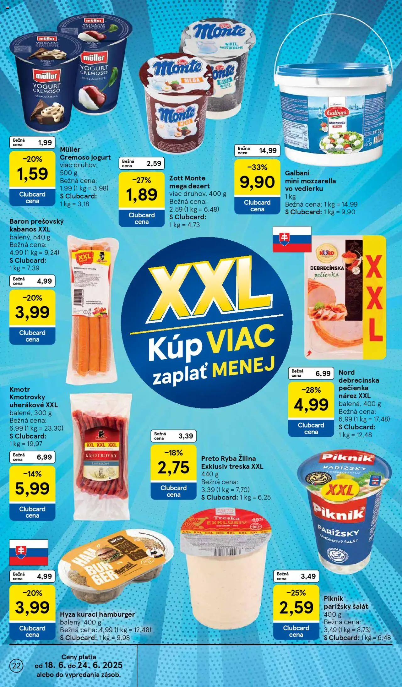 Tesco Hypermarket - leták │ platný od 18.06.2025 | Strana: 22 | Produkty: Jogurt, Mozzarella, Ryba, Šalát