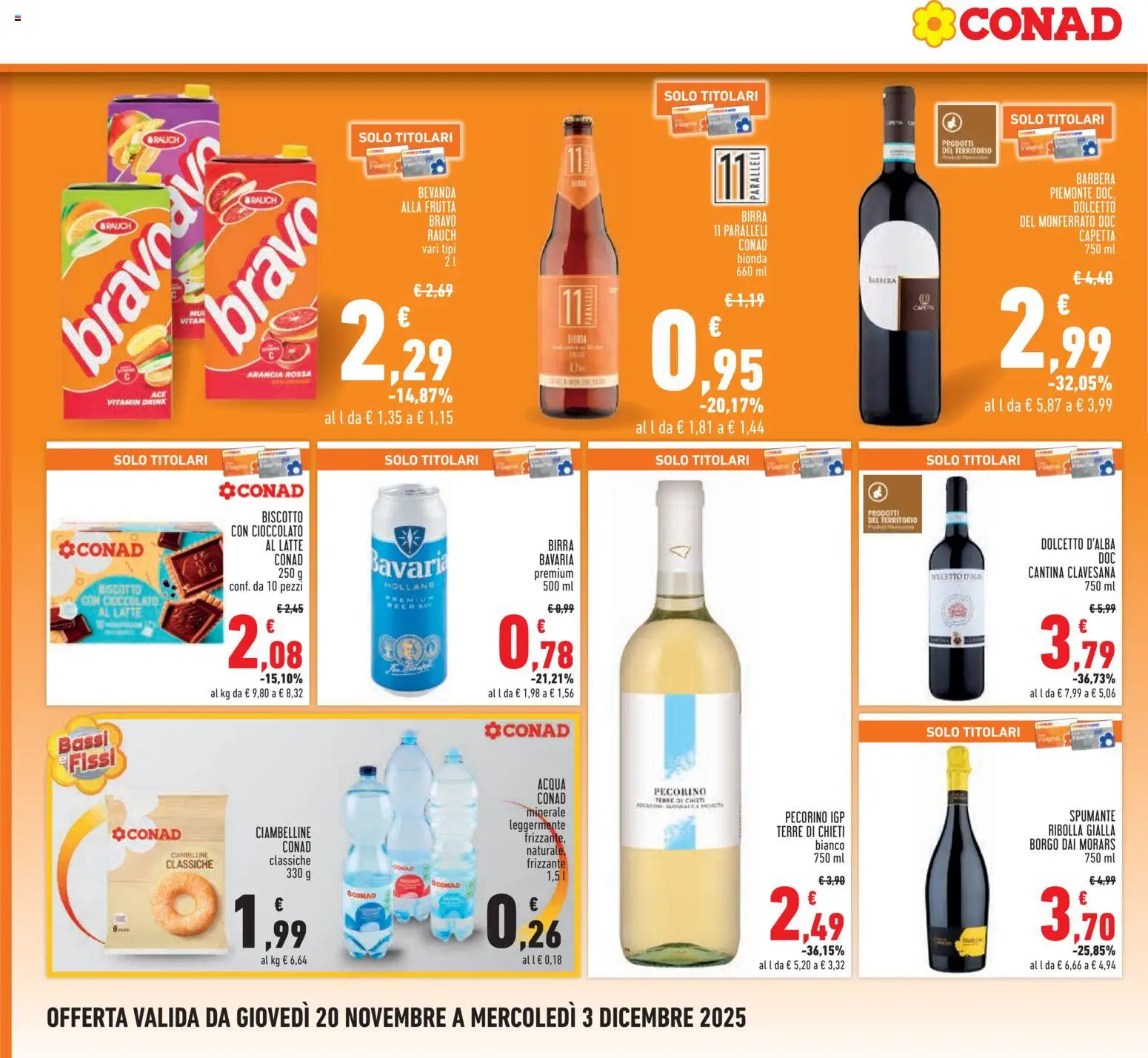 Volantino Conad del 20.11.2025 | Pagina: 18 | Prodotti: Cioccolato, Birra, Acqua, Pecorino