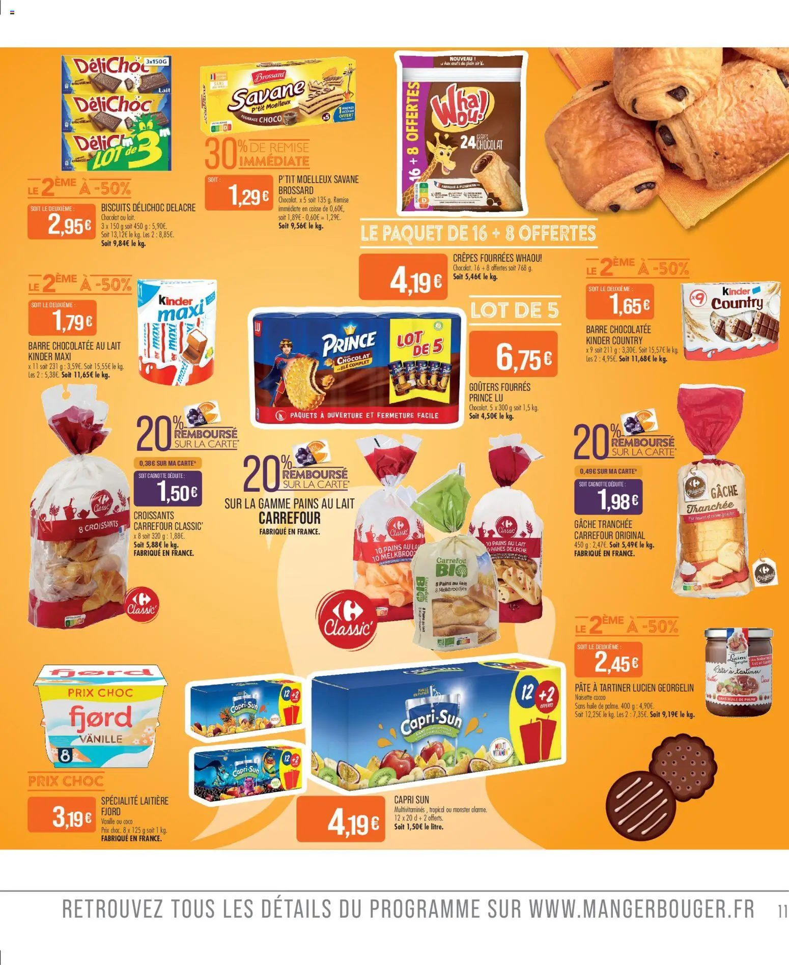{H1} | Page: 11 | Produits: Kinder maxi, Lait, Œufs, Huile