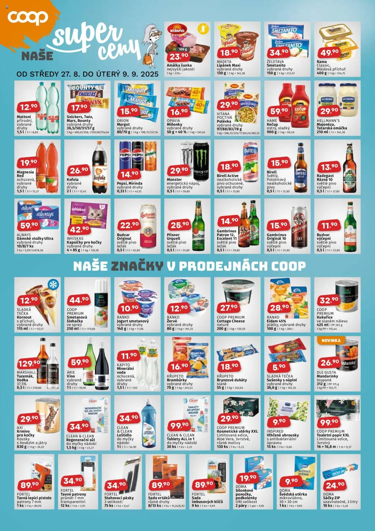 Coop leták - Jihočeský region od 27.08.2025 | Strana: 2 | Produkty: Pilsner, Radegast, Kofola, Cottage