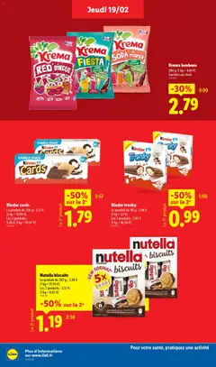 LIDL - Prévisualisation de Nutella biscuits, Le produit de 207 g : 2,38 € (1 kg = 11,50 €), Les 2 produits: 3,57 € (1 kg = 8,62 €) valide à partir de 19.02.2026 | Page: 16