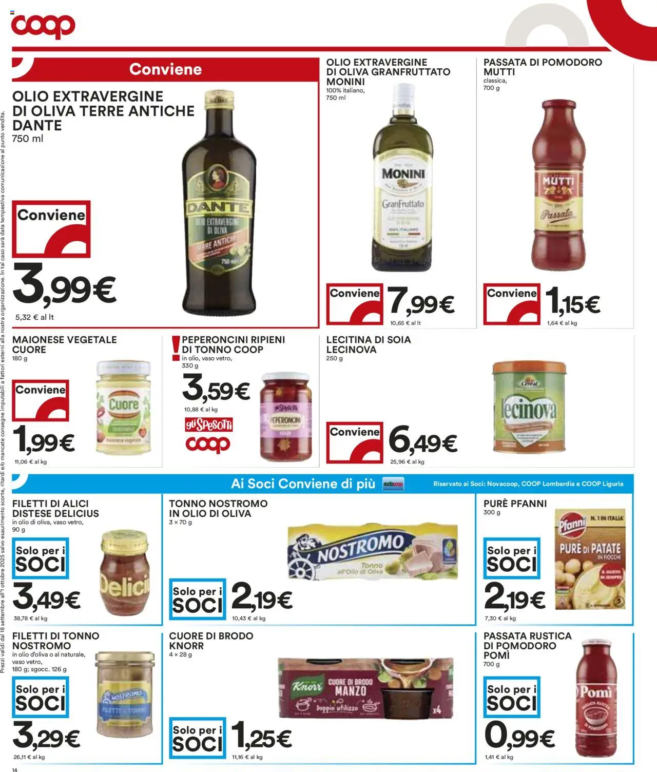 Volantino COOP del 18.09.2025 | Pagina: 14 | Prodotti: Fiocchi, Pomodoro, Passata di pomodoro, Mutti