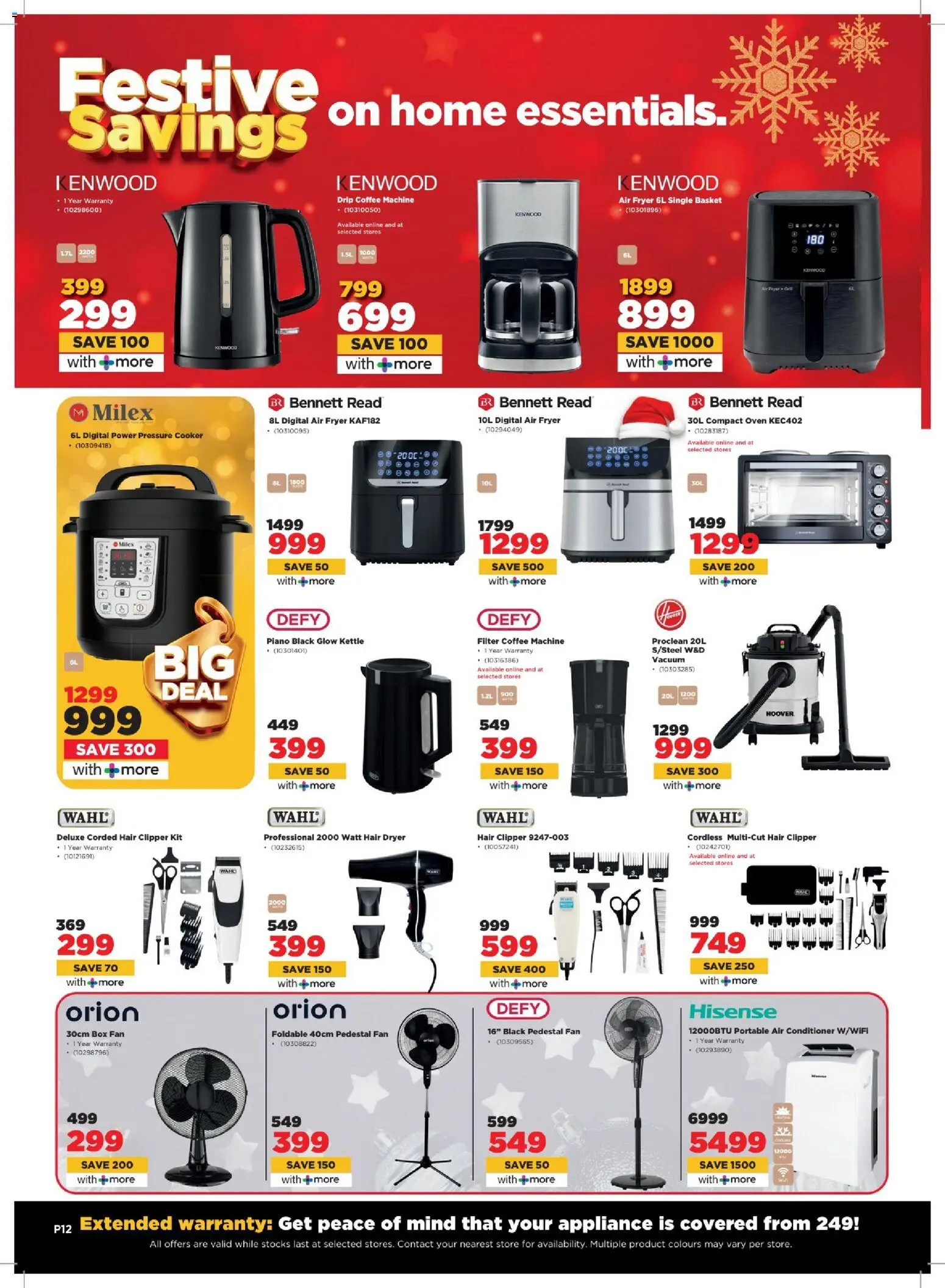 New HiFi Corp catalogue – valid from 17.12.2025 | Page: 12 | Products: Pedestal, Air conditioner, Hair dryer, Coffee