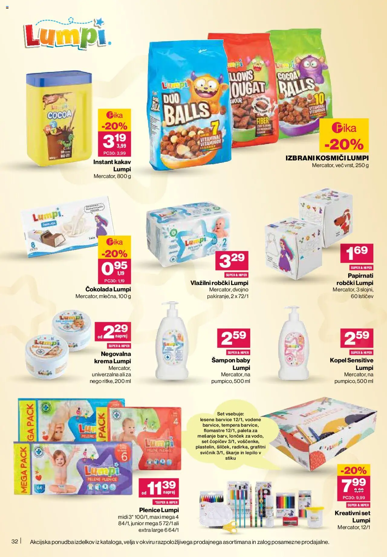 Novi Mercator katalog ponudbe – veljaven od 09.10.2025 | Stran: 32 | Izdelki: Barvice, Krema, Lepilo, Kosmici