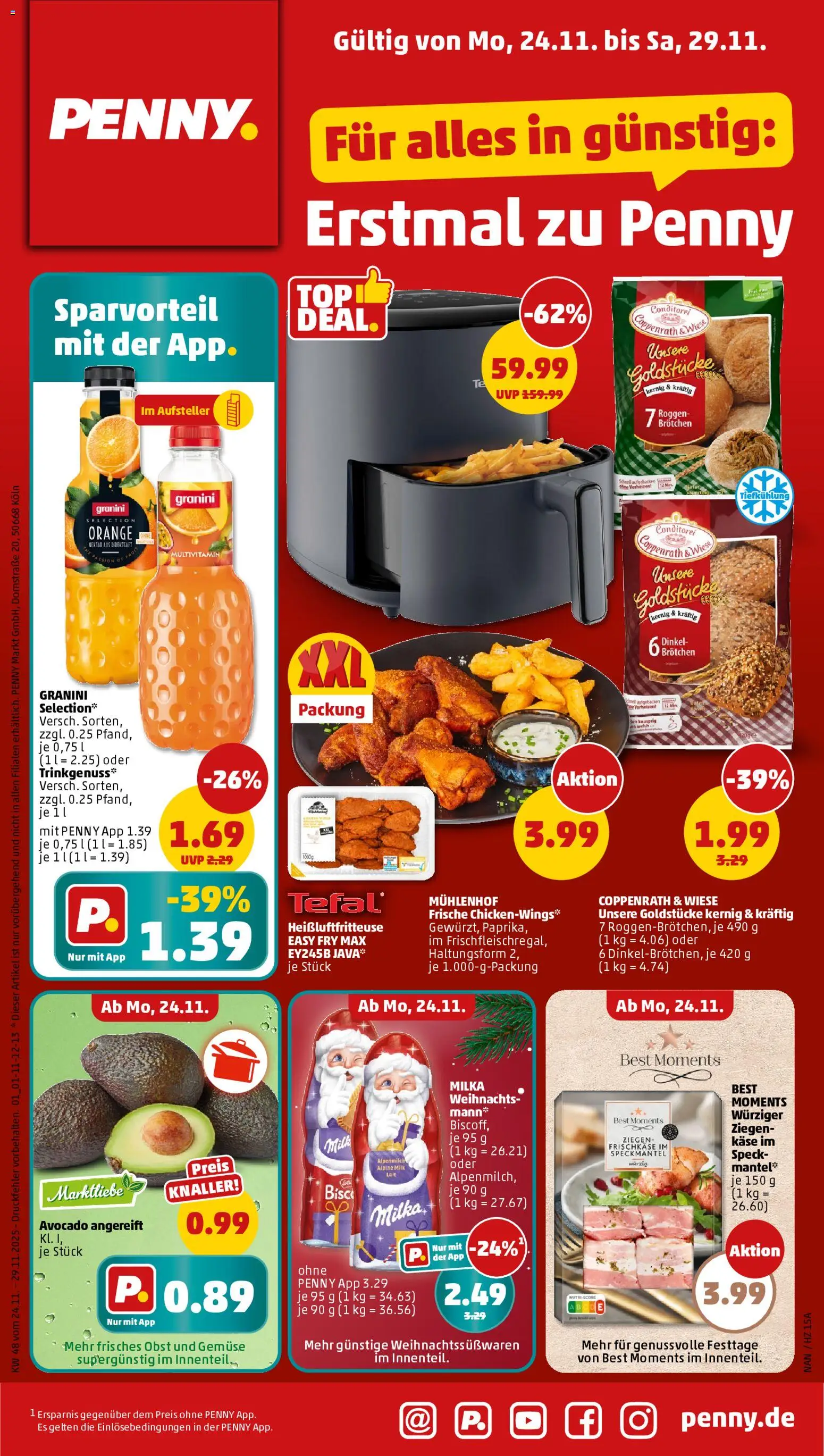 Penny Prospekt 	 – gültig ab 01.12.2025 | Seite: 1 | Produkte: Milka, Avocado, Gemüse, Granini