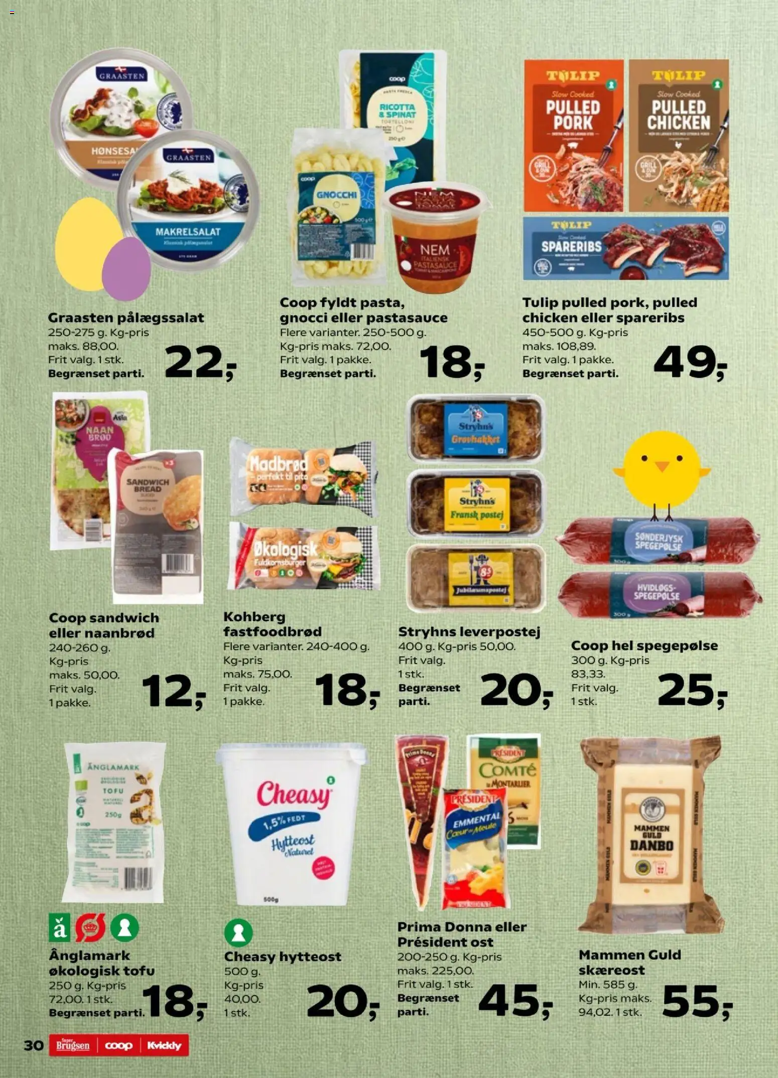 Super Brugsen tilbudsavis – gyldig fra 19.03.2026 | Side: 30 | Produkter: Tofu, Brød, Spareribs, Spinat