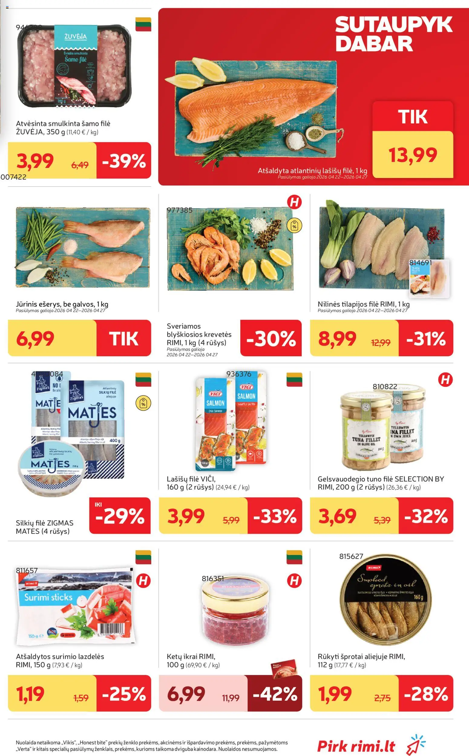 Rimi akcijos nuo 21.04.2026 | Puslapis: 13 | Prekių: Silkių filė, Ikrai